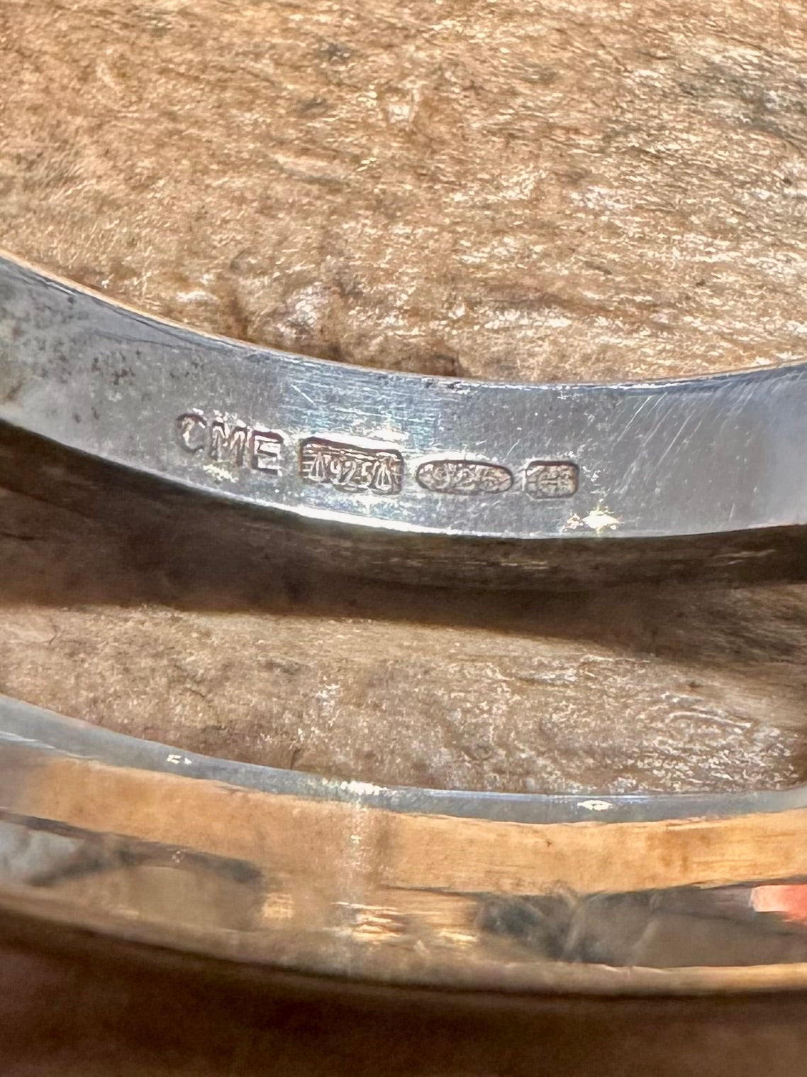 Modernist Cut Out Band 925 Silver Size T Ring