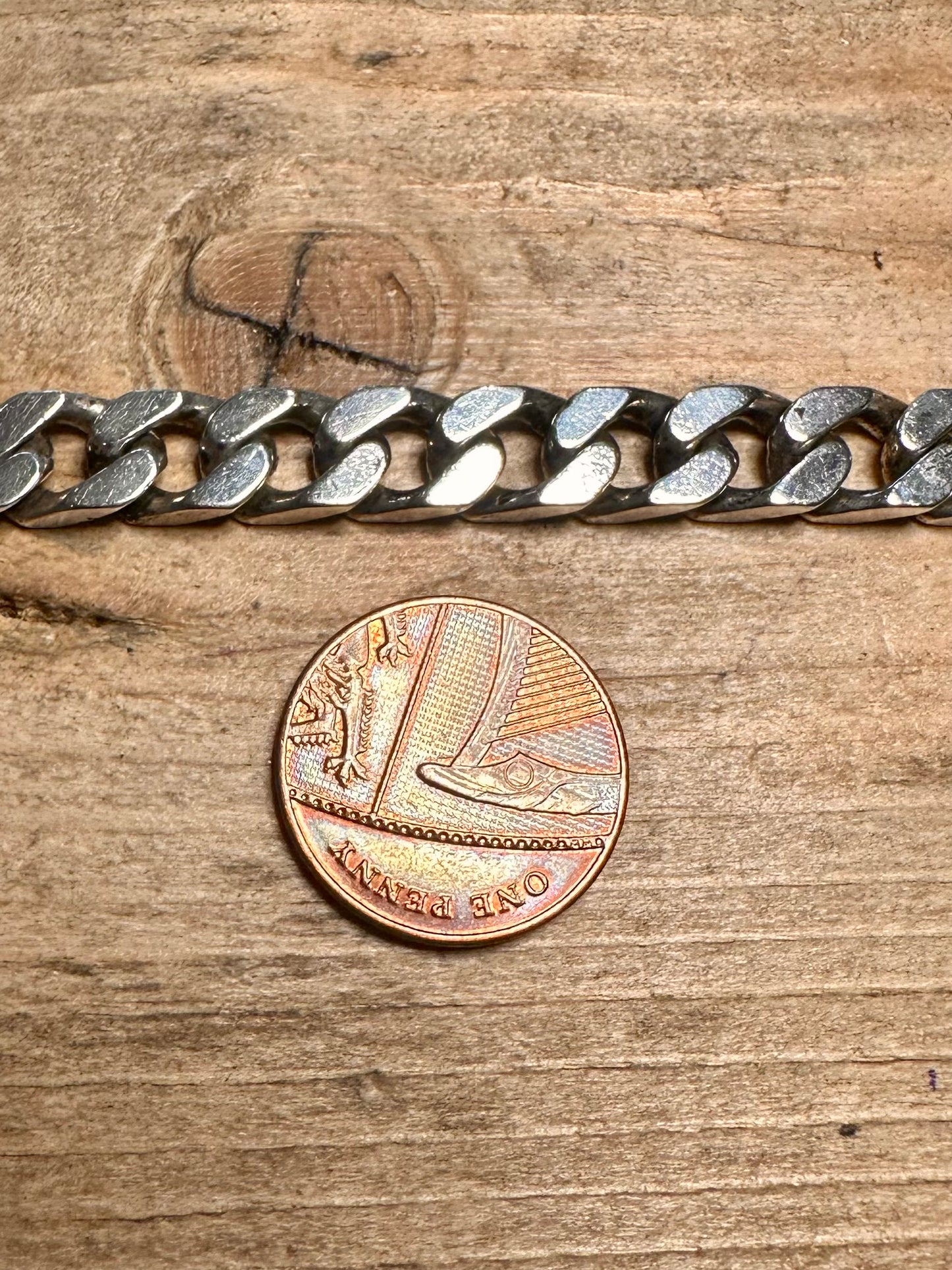 Vintage Curb Chain 925 Silver 8.5 inch Bracelet