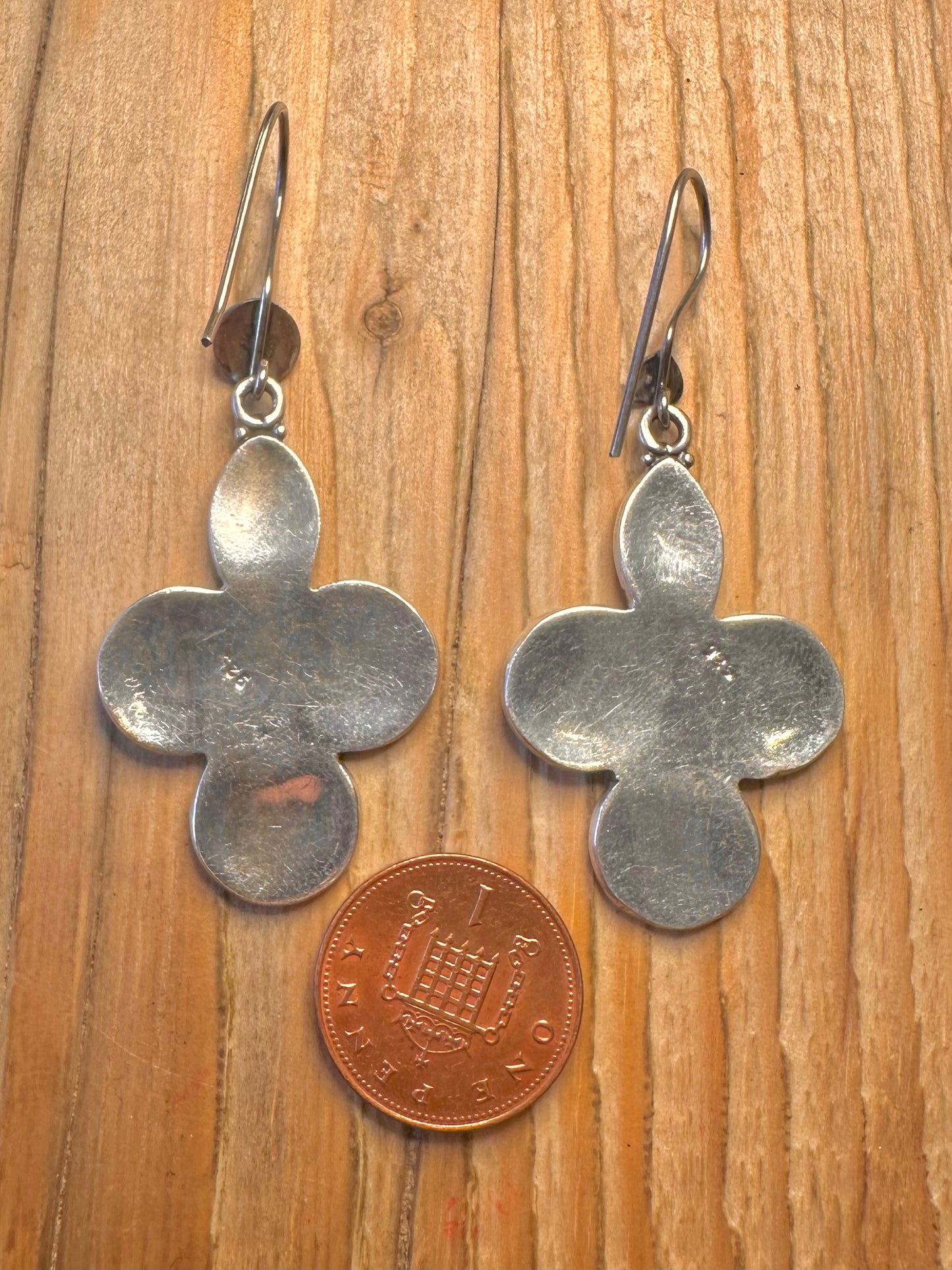 Vintage Tribal Ornate 925 Sterling Silver Earrings