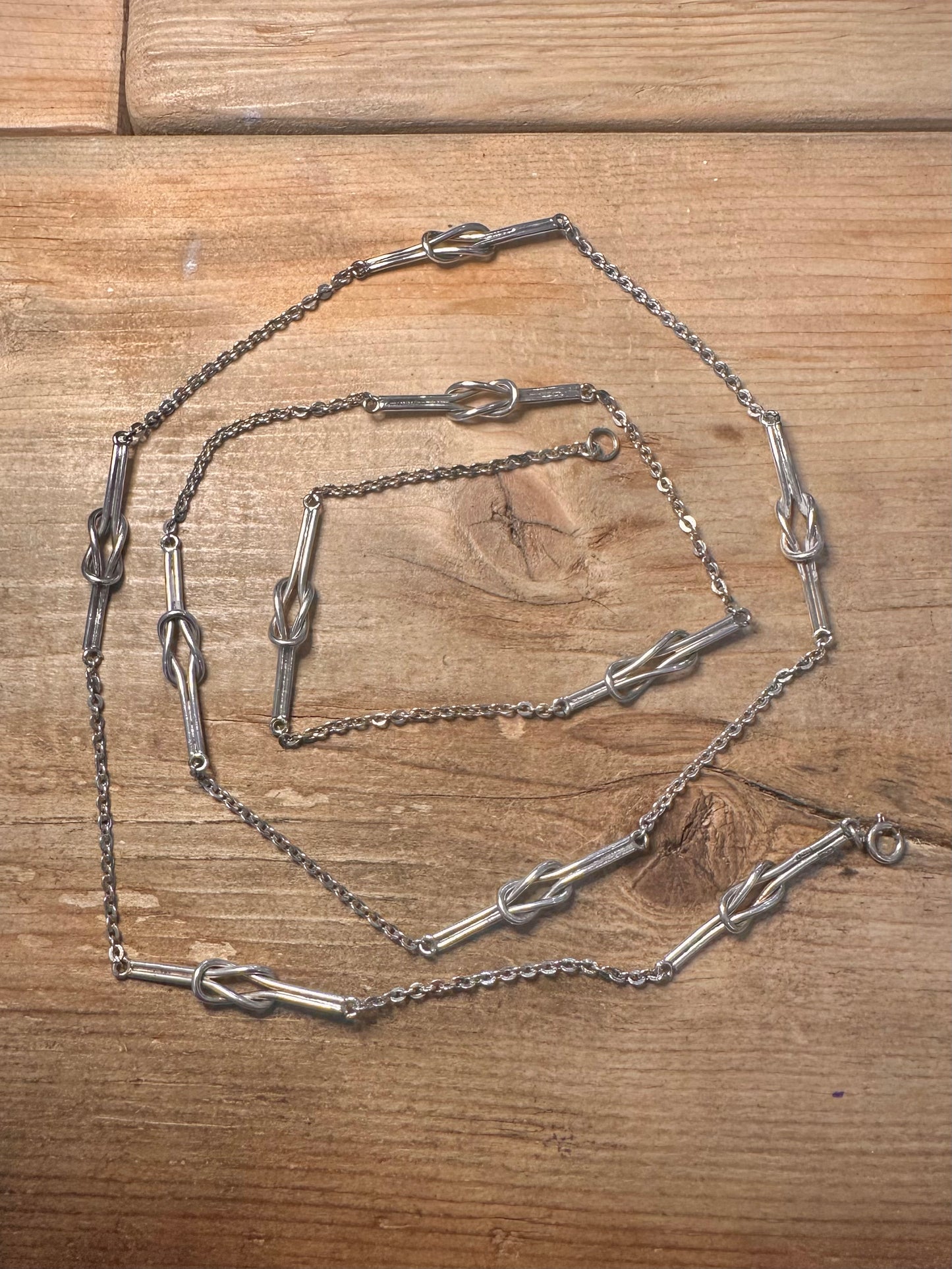 Vintage Unique Reef Knotted Chain 925 Silver 36.8 inch Necklace