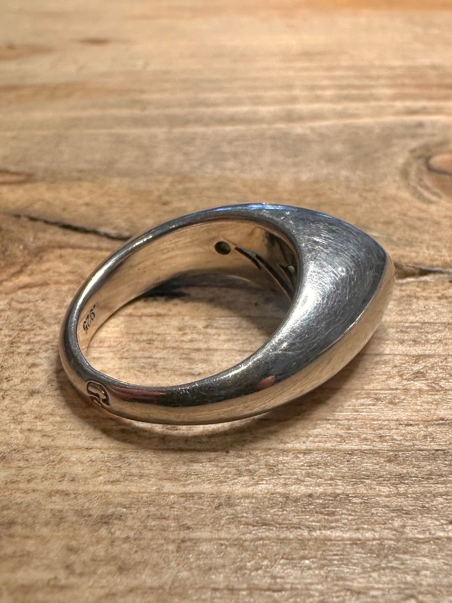 Abstract Blue Resin Wavy 925 Silver Size M Ring
