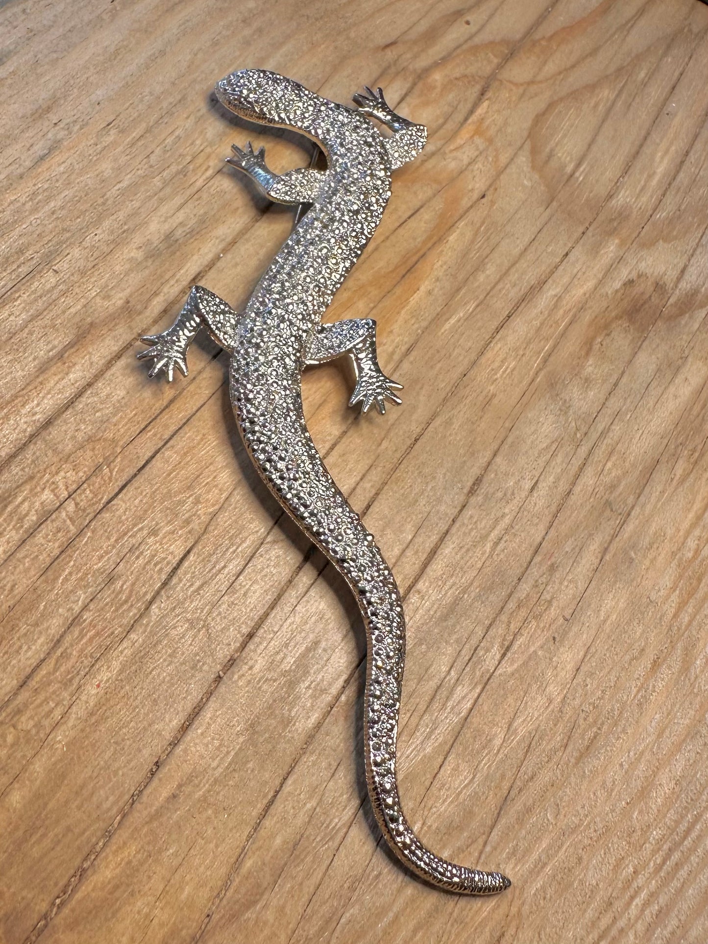 Vintage Large Lizard Costume Silver Brooch
