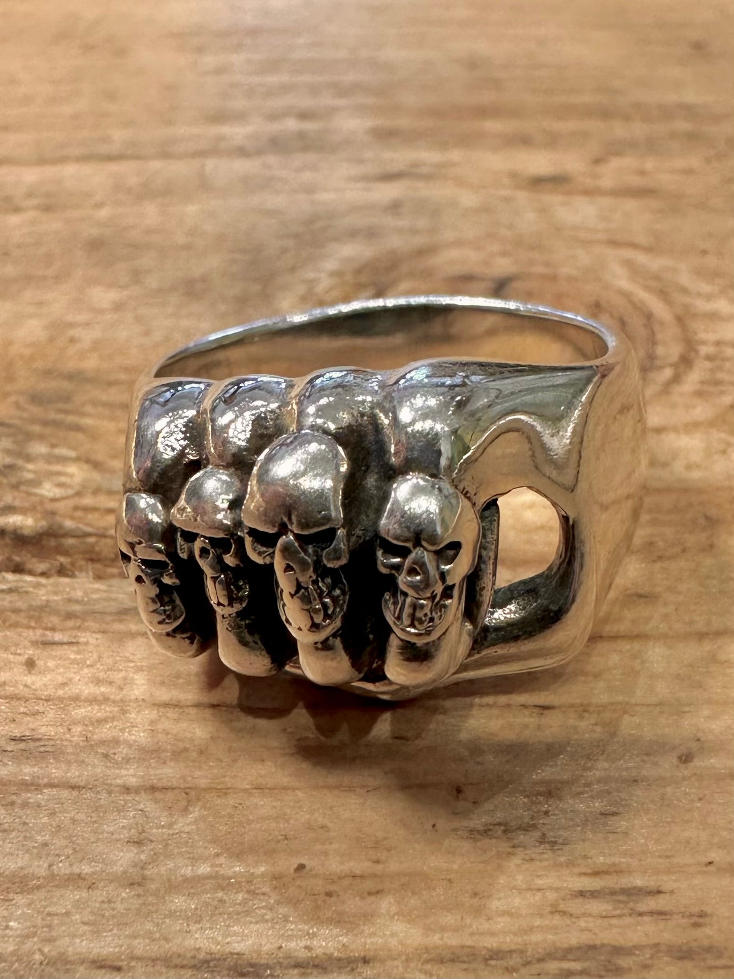 Vintage Fist Skulls 925 Silver Size U Ring