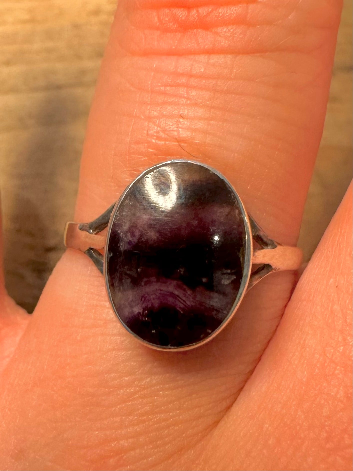 Vintage Blue John 925 Silver Size T Ring