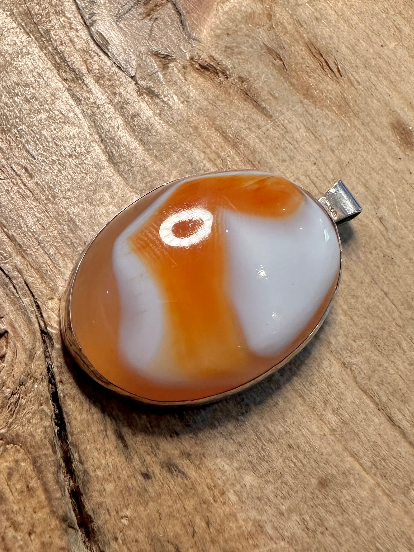 Handmade Rose Gold Agate 925 Silver Pendant