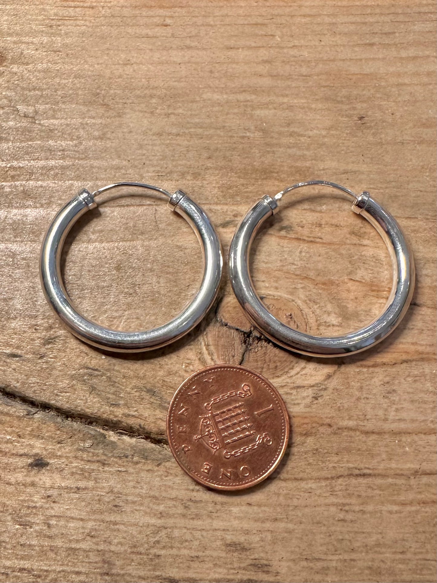 Vintage Chunky Hoops 925 Silver Earrings