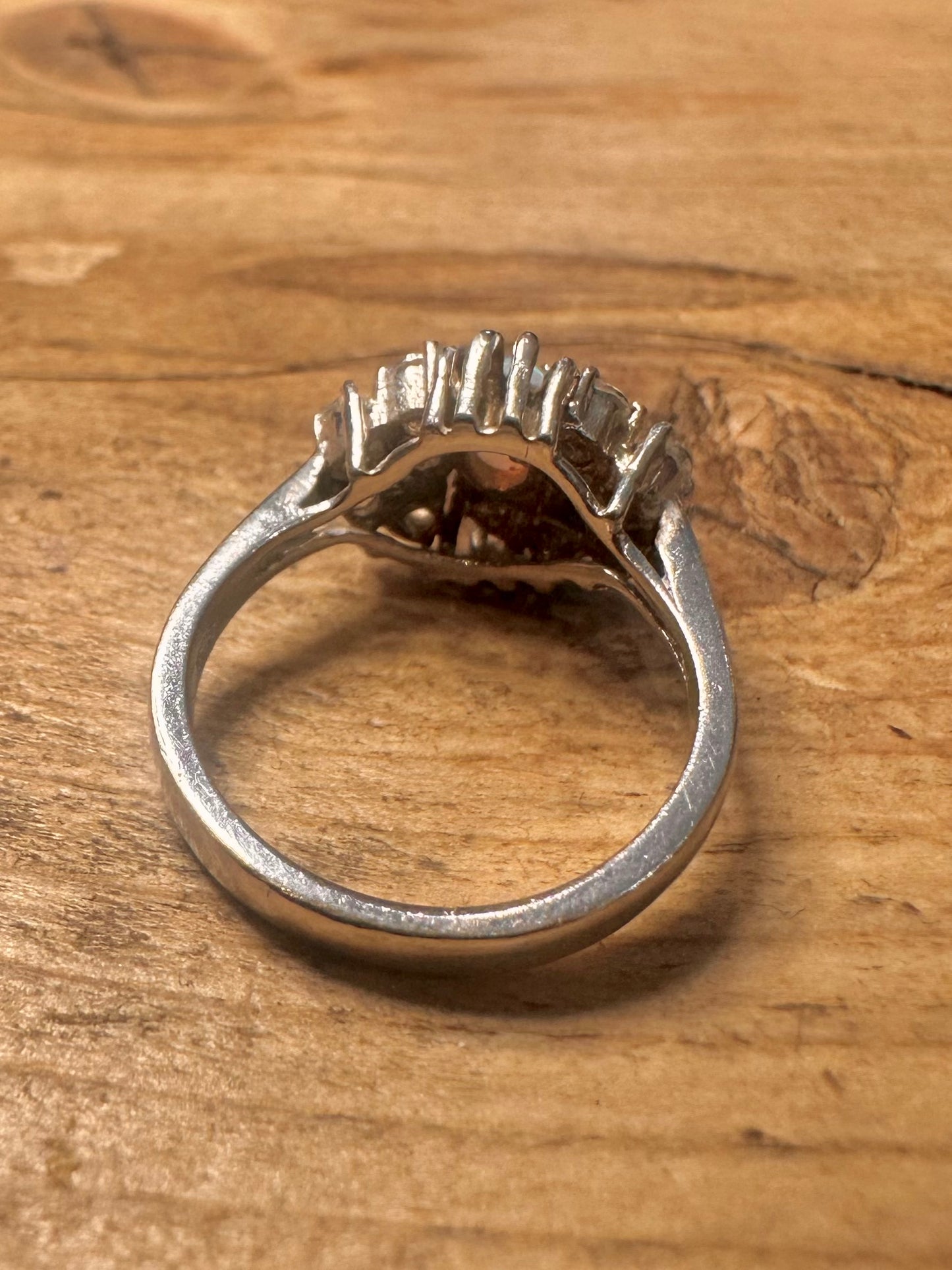 Modern Opal and CZ 925 Silver Size M Ring