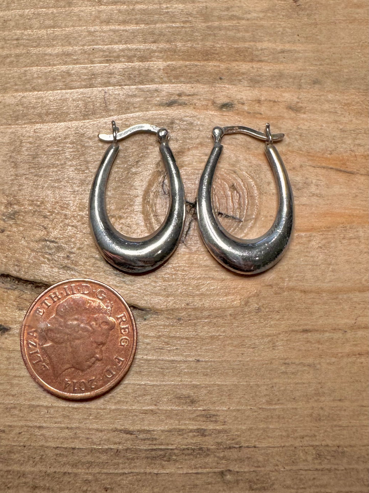 Vintage Oval Hoops 925 Silver Earrings
