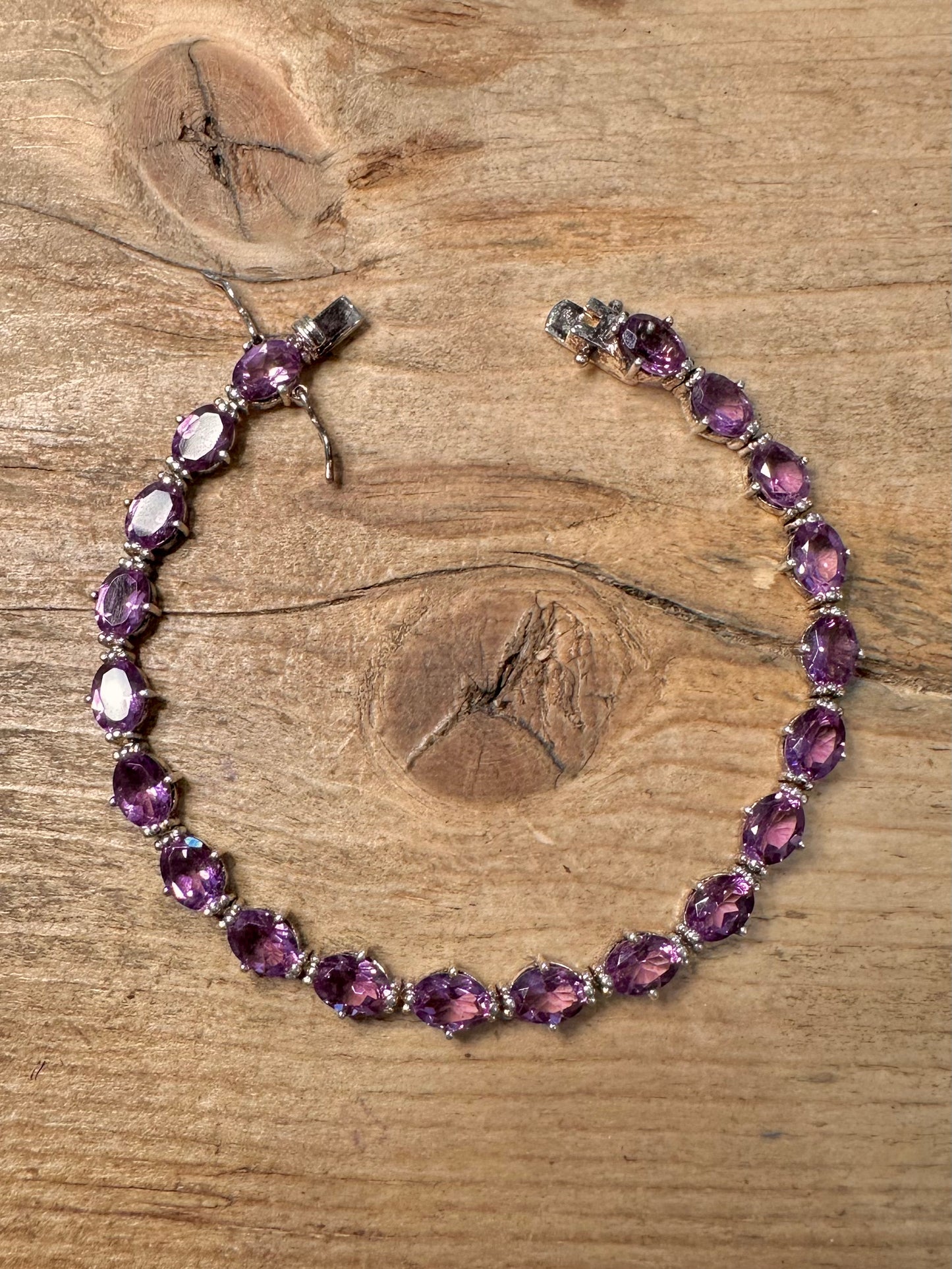 Vintage Amethyst 925 Silver 7 inch Tennis Bracelet
