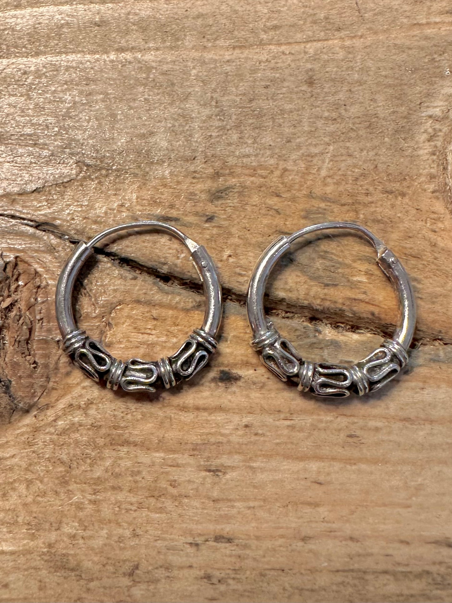 Vintage Tribal Hoops 925 Silver Earrings