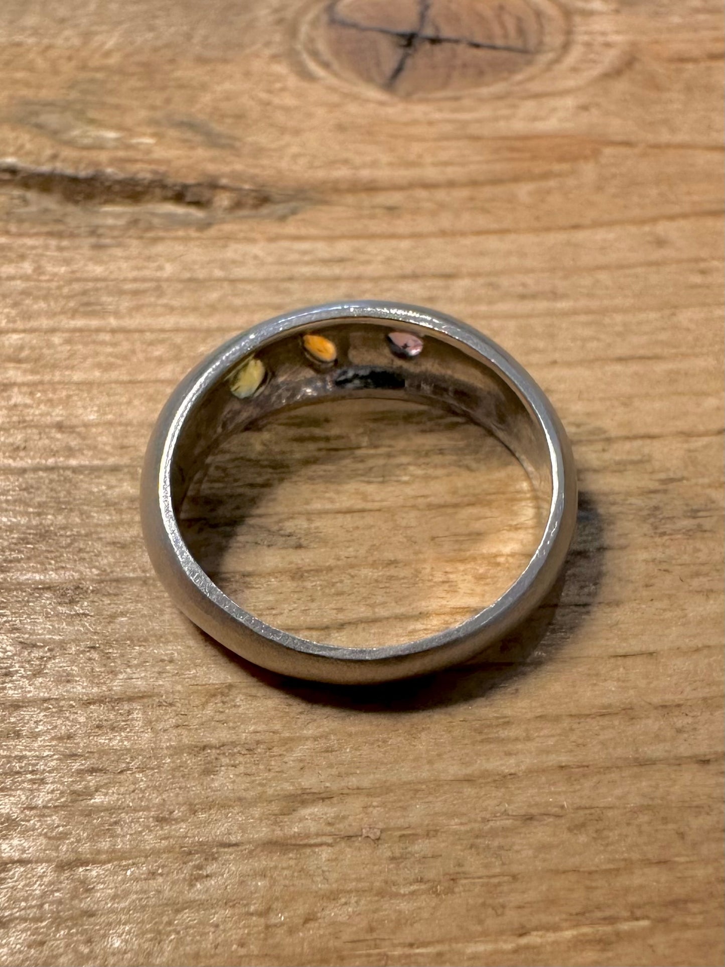 Modernist Amethyst Peridot and Citrine 925 Silver Size N1/2 Ring