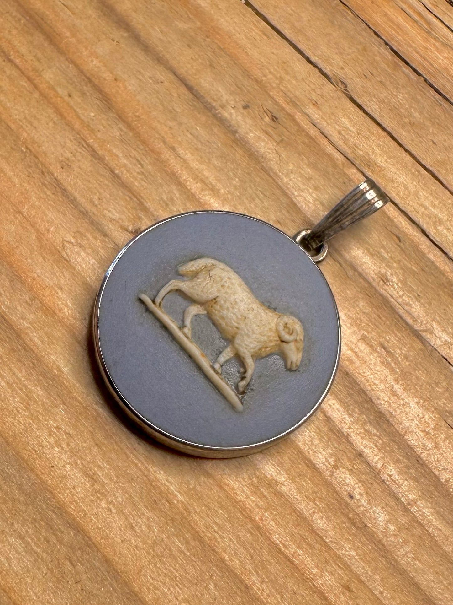 Vintage 1978 Ram Wedgwood 925 Sterling Silver Pendant