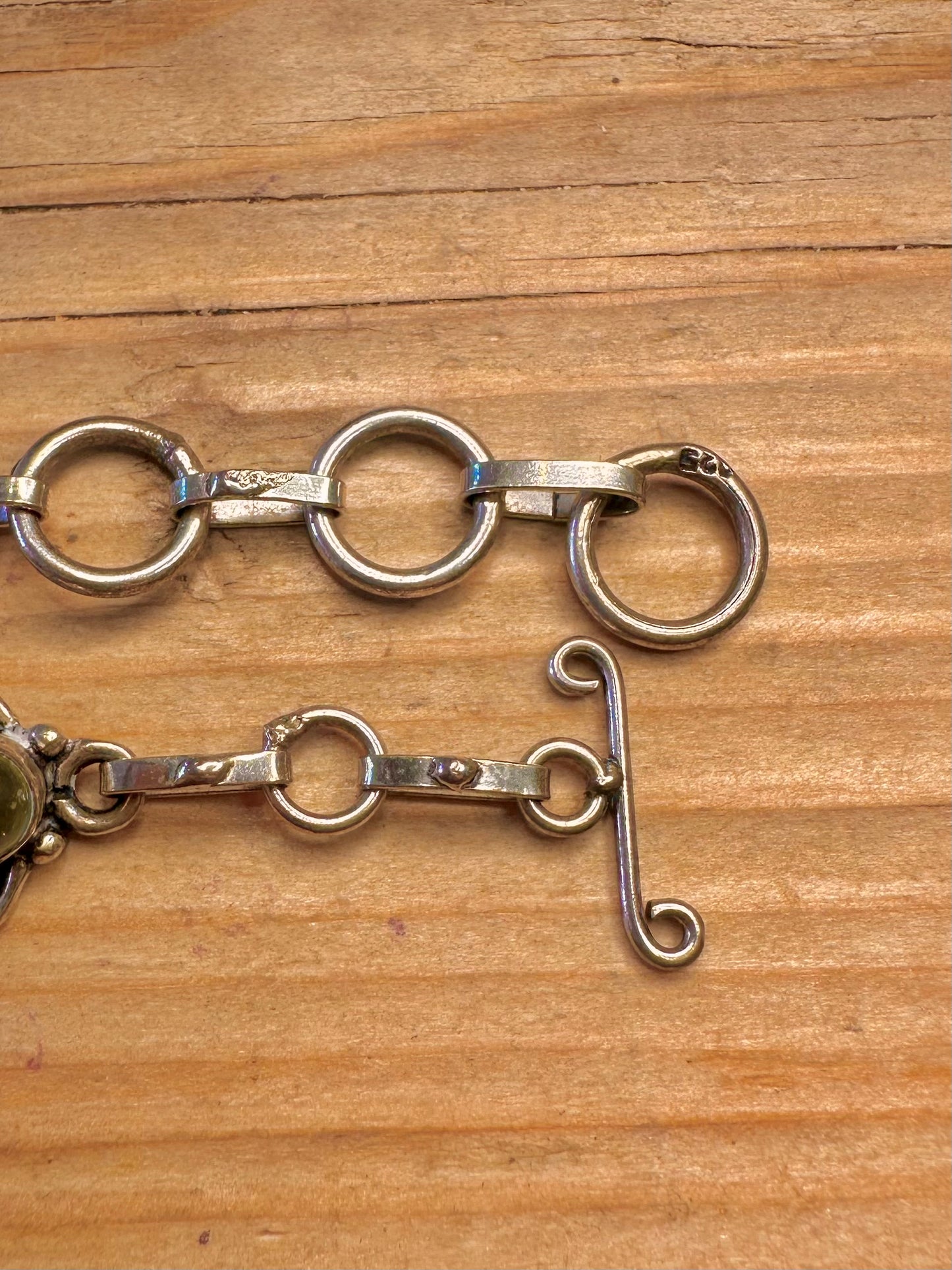 Vintage Grünstein Boho 925 Sterling Silber 7.3 bis 7.8 Armband