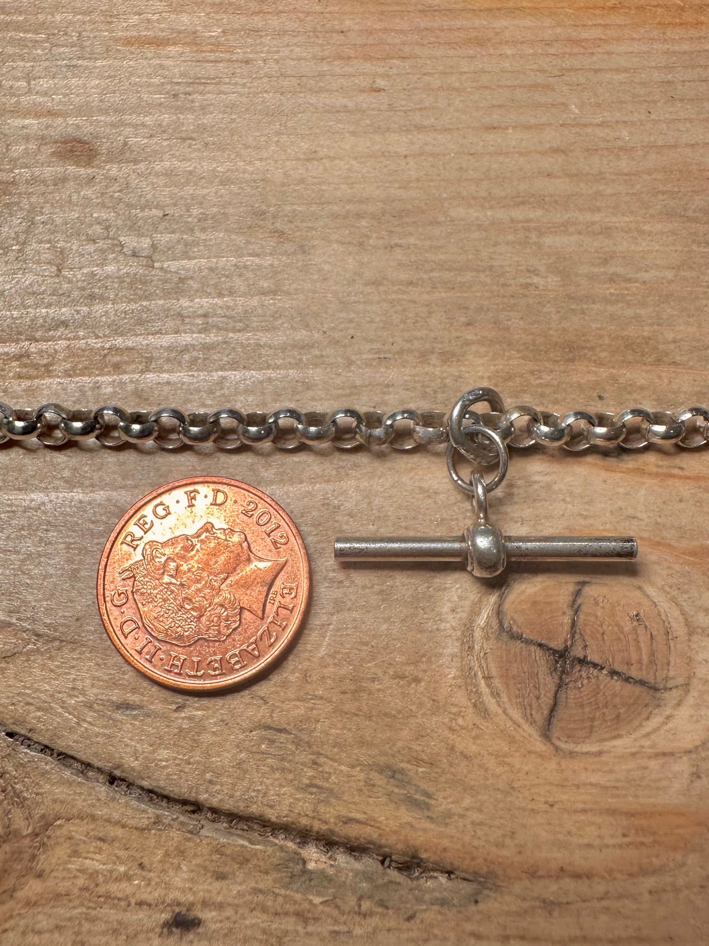 Vintage Belcher Chain T Bar Albert Clasp 925 Silver 18 inch Necklace