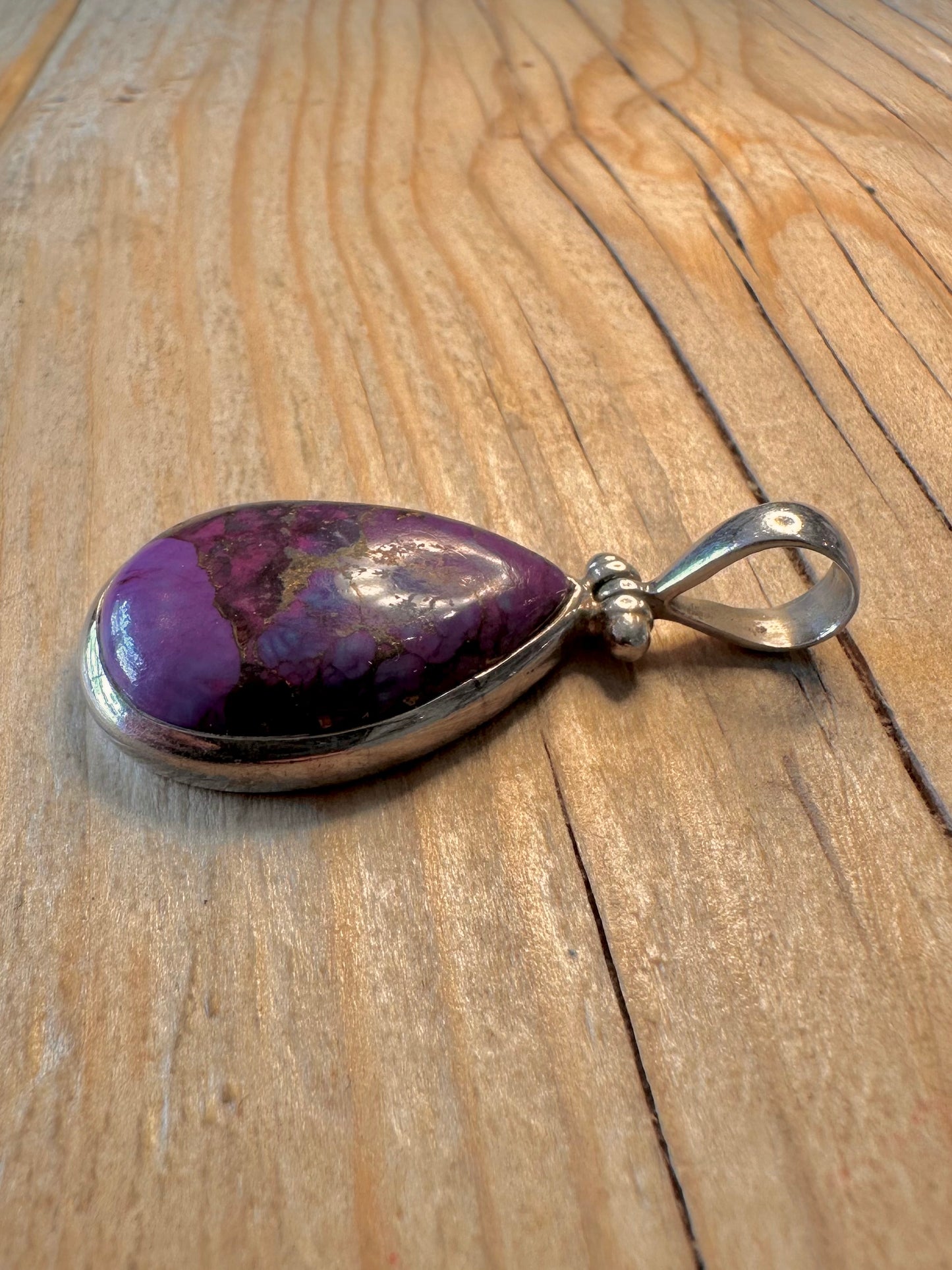 Vintage Purple Copper Turquoise 925 Sterling Silver Pendant