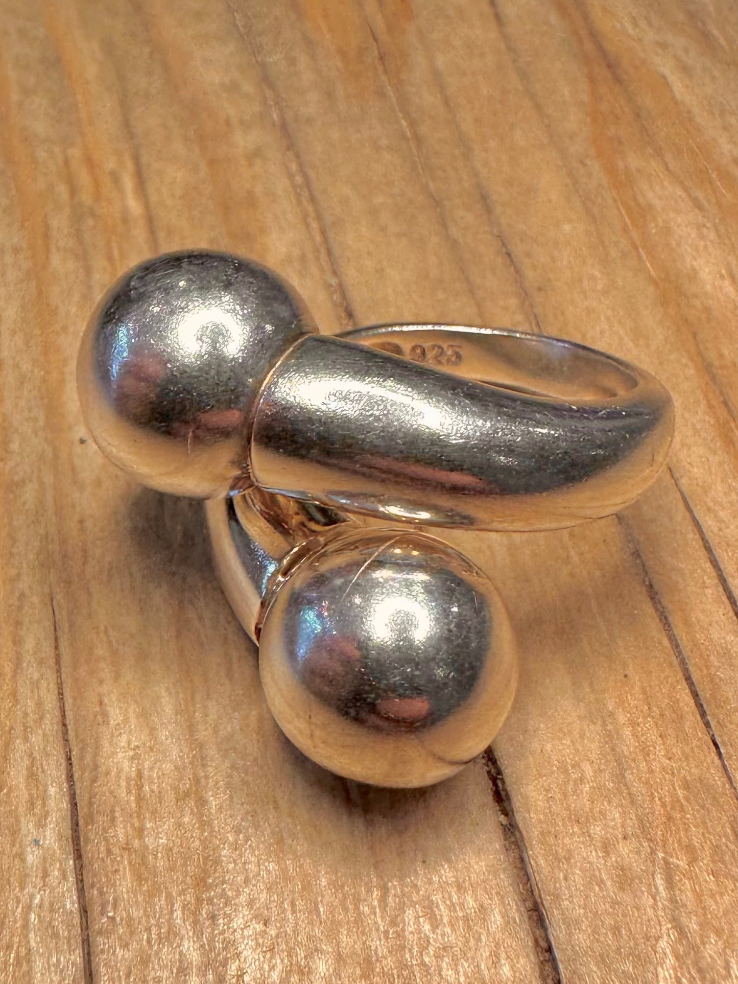 Abstract Overlapping Ball 925 Sterling Silver Size P Ring