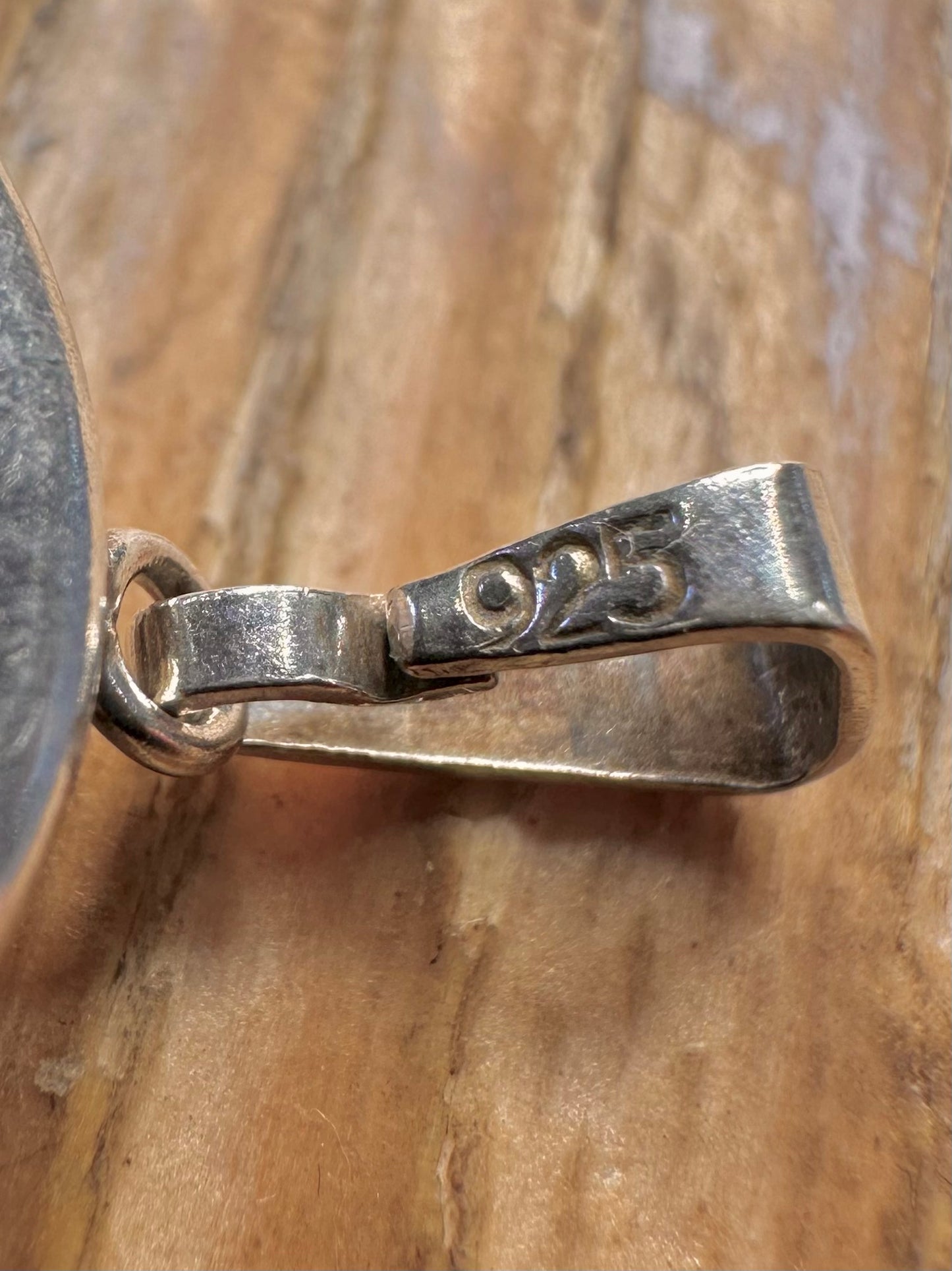 Vintage Tigers Eye Circle 925 Sterling Silver Pendant