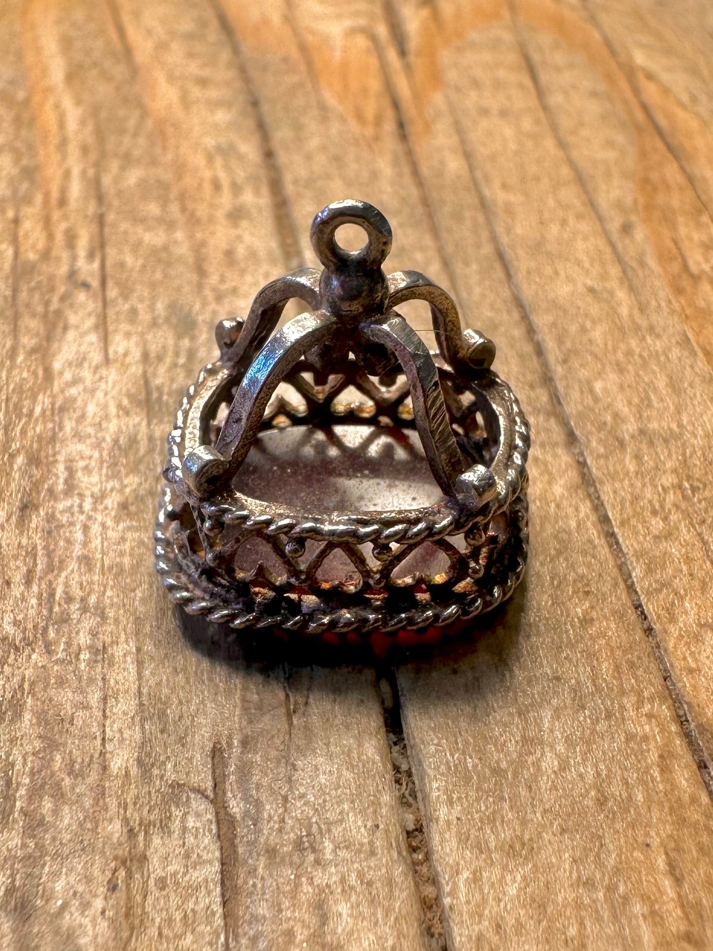 Vintage Victorian Carnelian Fob 925 Sterling Silver Charm Pendant