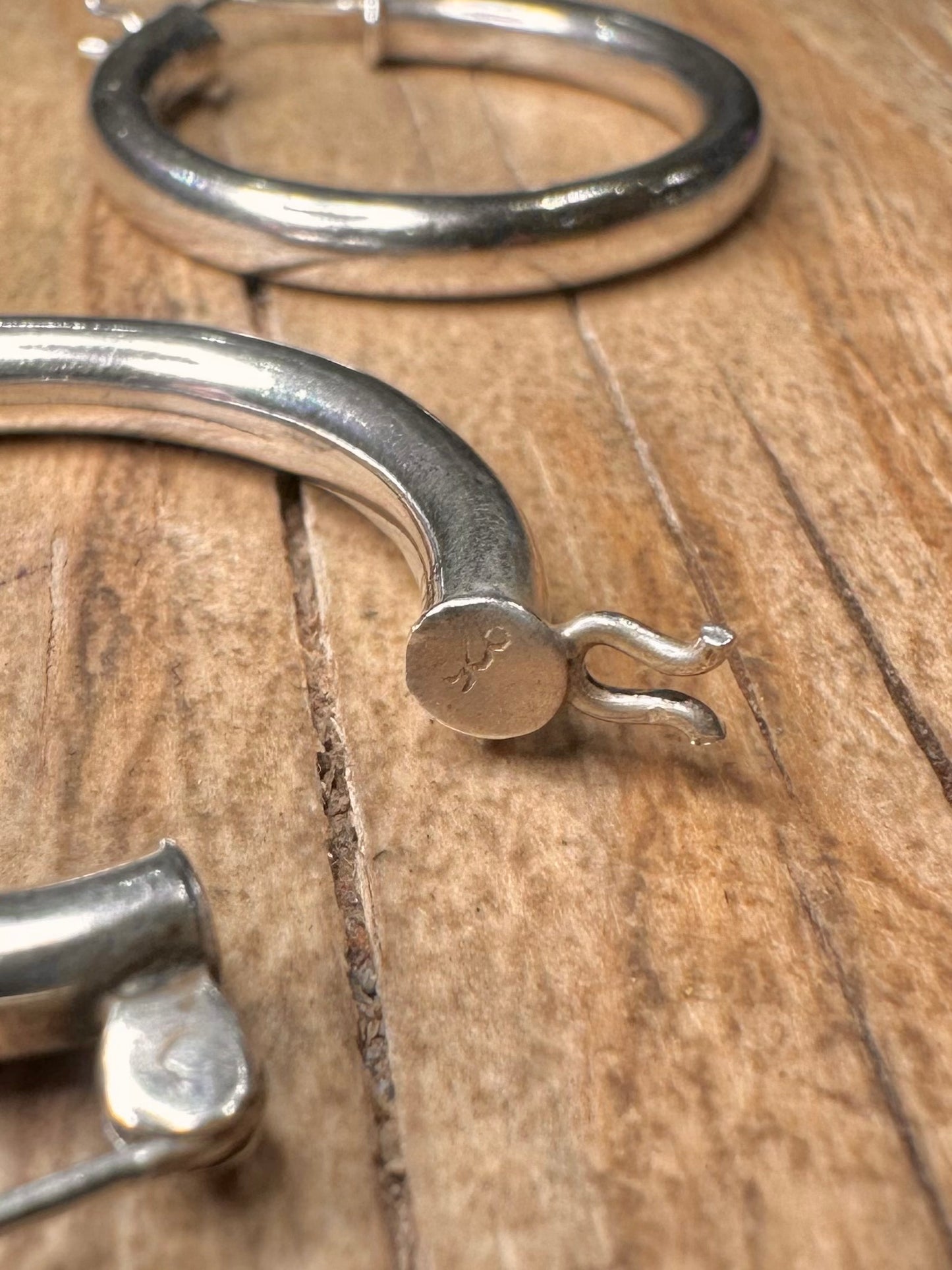 Vintage Rounded Hoops 925 Sterling Silver Earrings