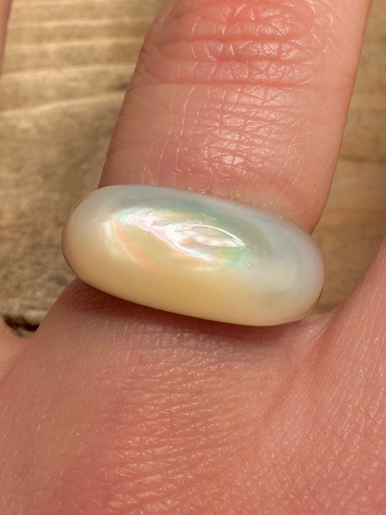 Modernist Mother of Pearl 925 Silver Size P1/2 Ring
