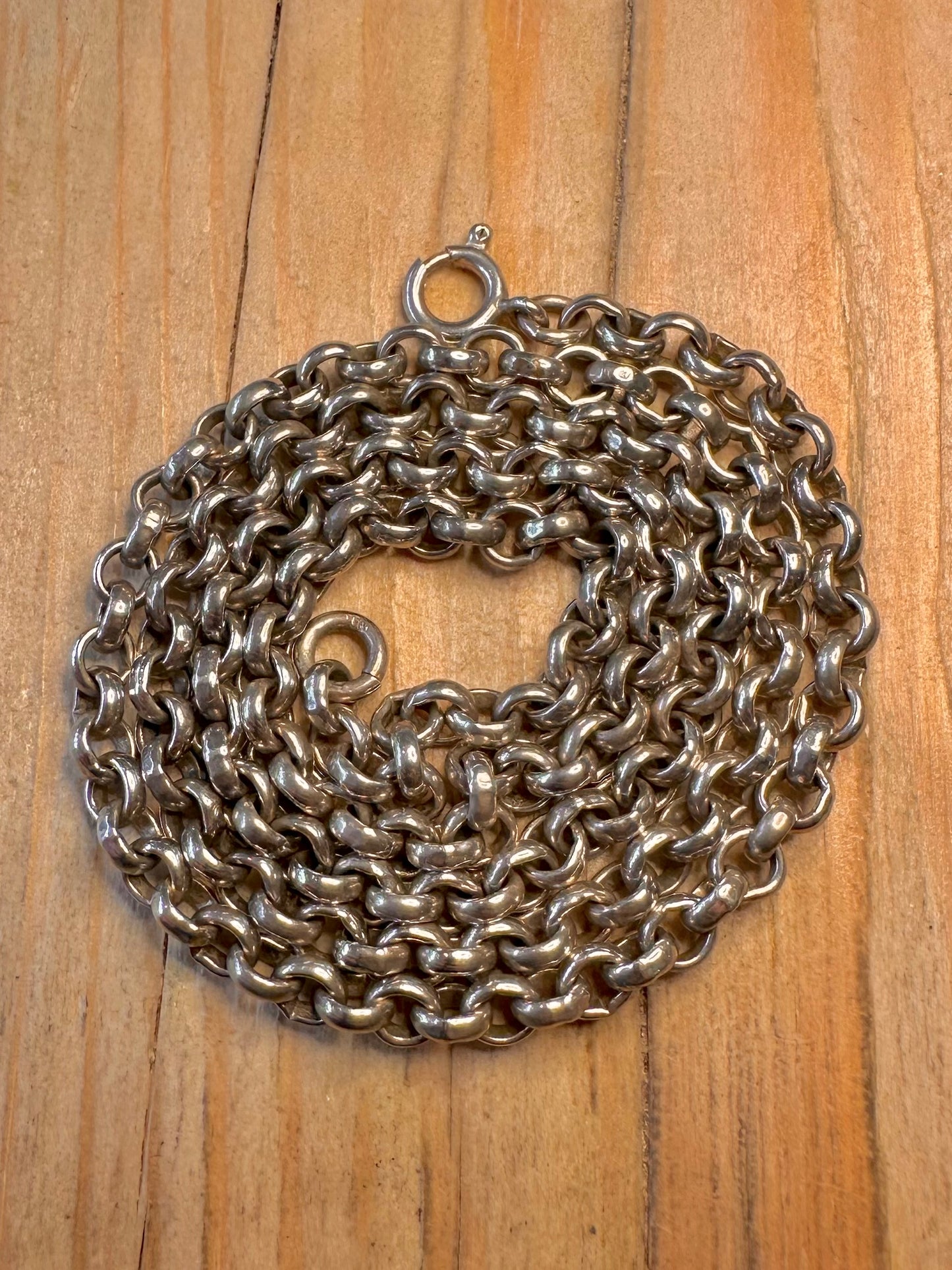 Vintage Heavy Belcher Chain 925 Sterling Silver 23.5 inch Necklace