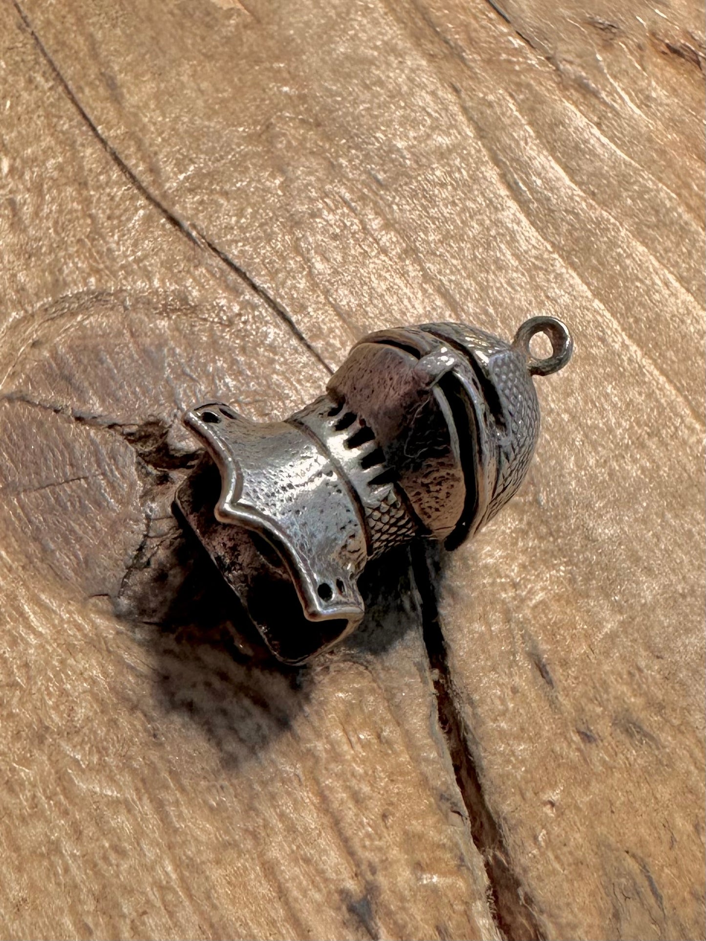 Vintage Knights Helmet Articulated 925 Silver Charm Pendant