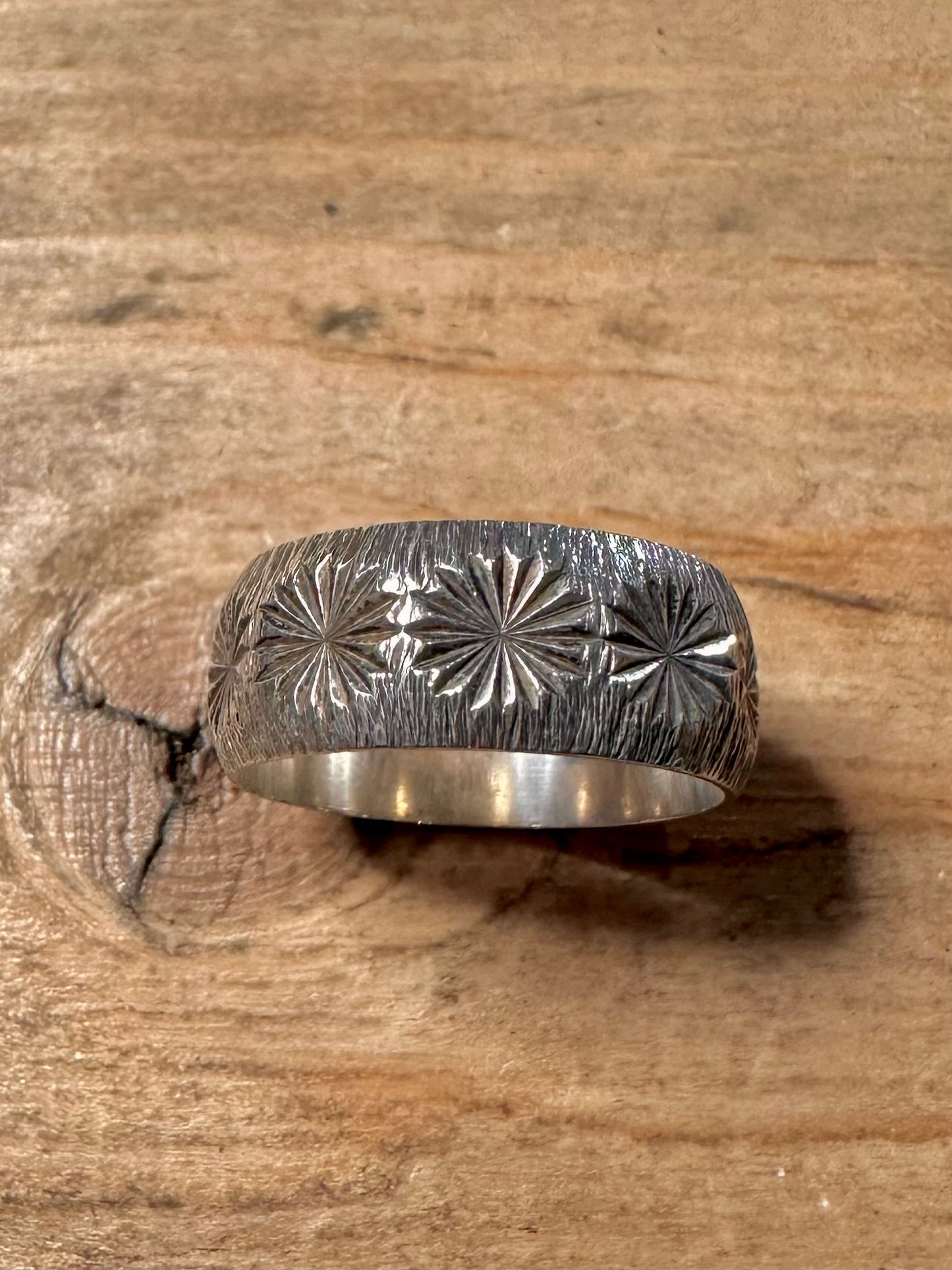 Vintage Textured X Band 925 Silver Size O Ring