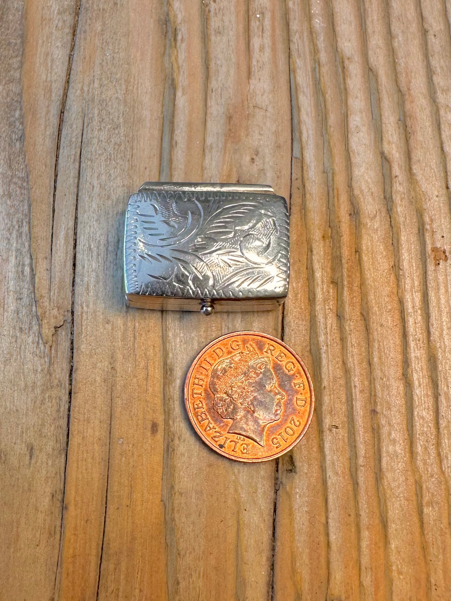 Engraved Rectangle 1994 Pill Box 925 Sterling Silver Collectable