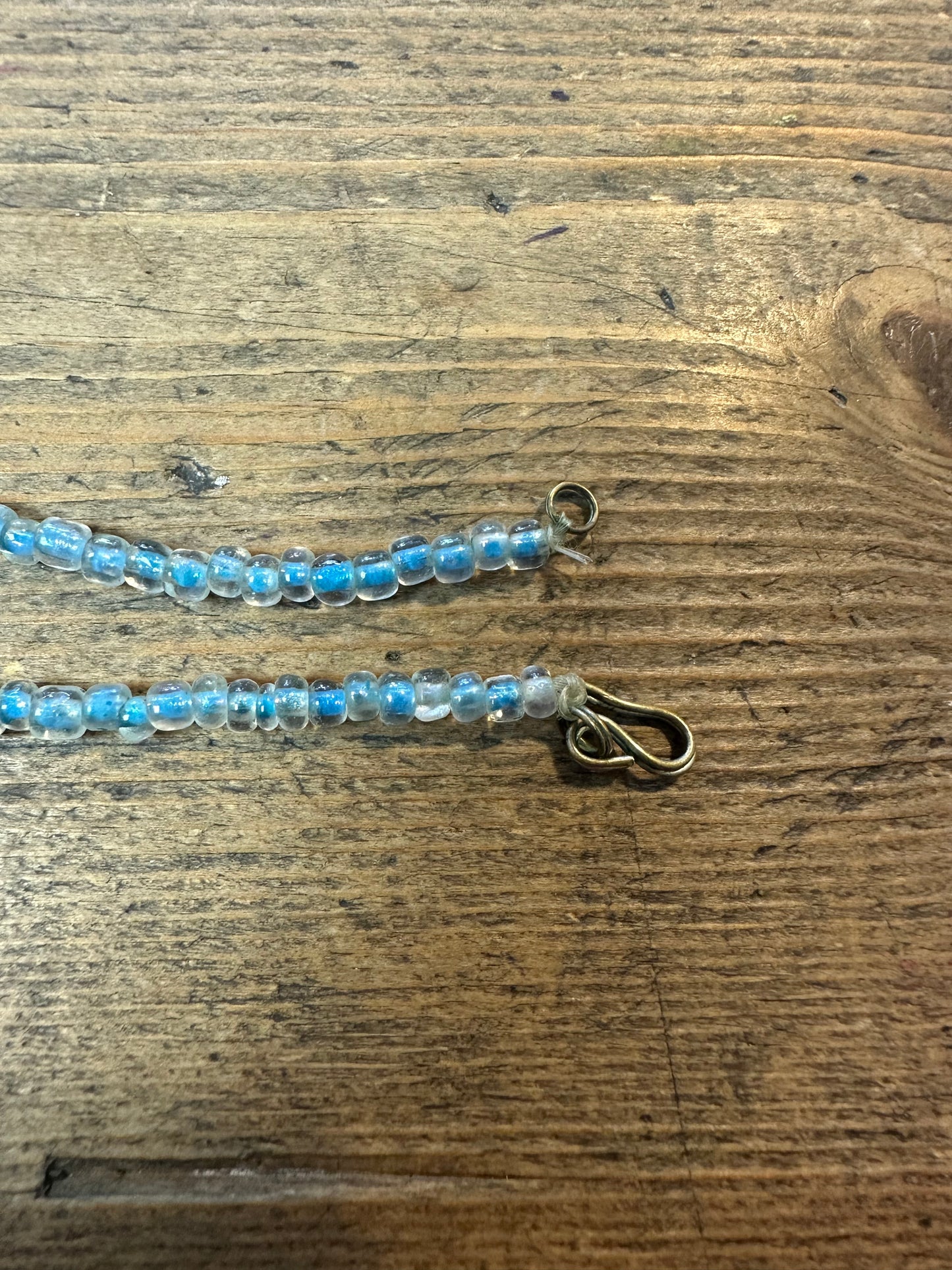 Vintage Boho Indian Blue Beads and Metal Costume Necklace