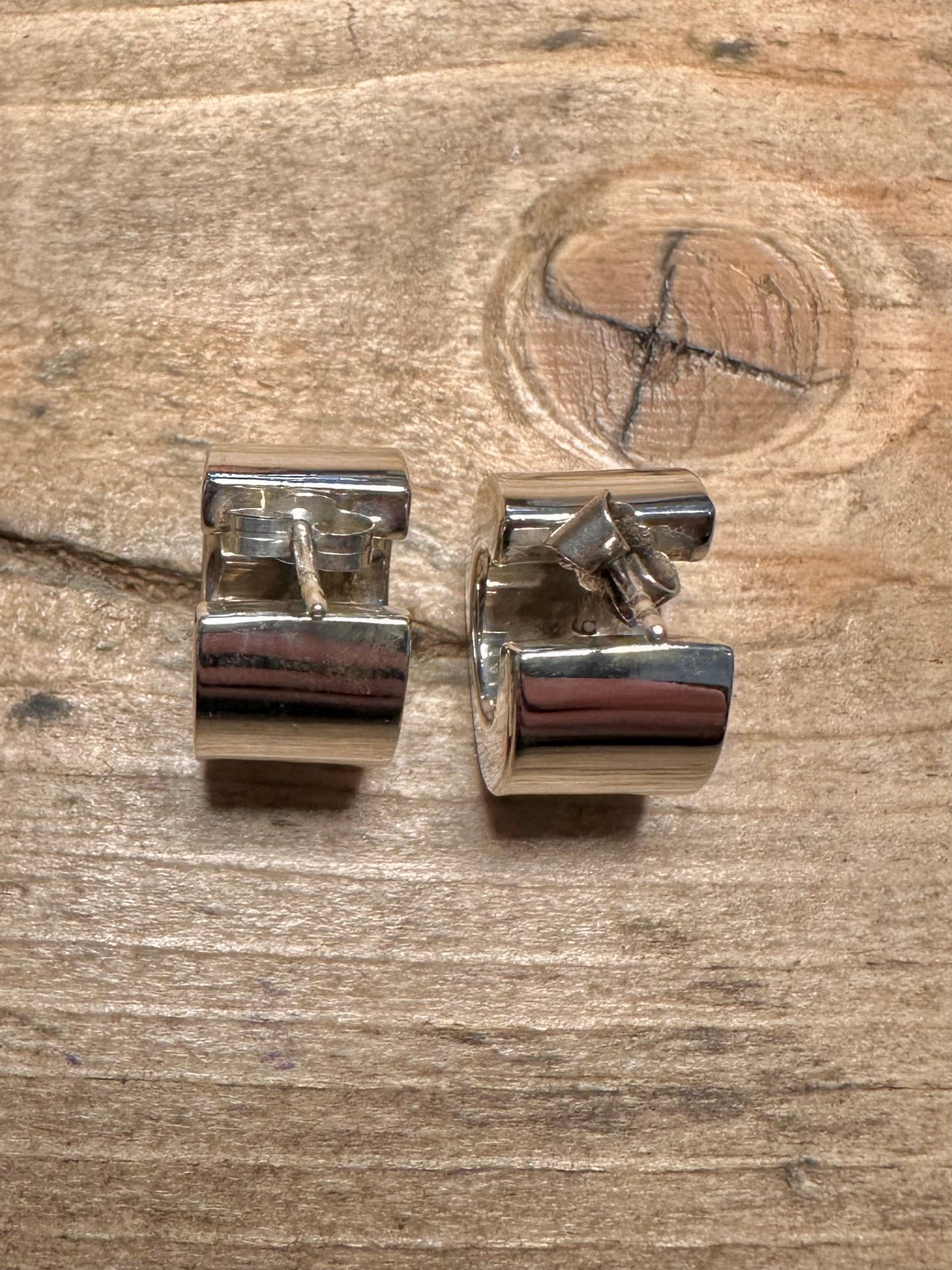 Modernist Chunky Hoops 925 Silver Earrings