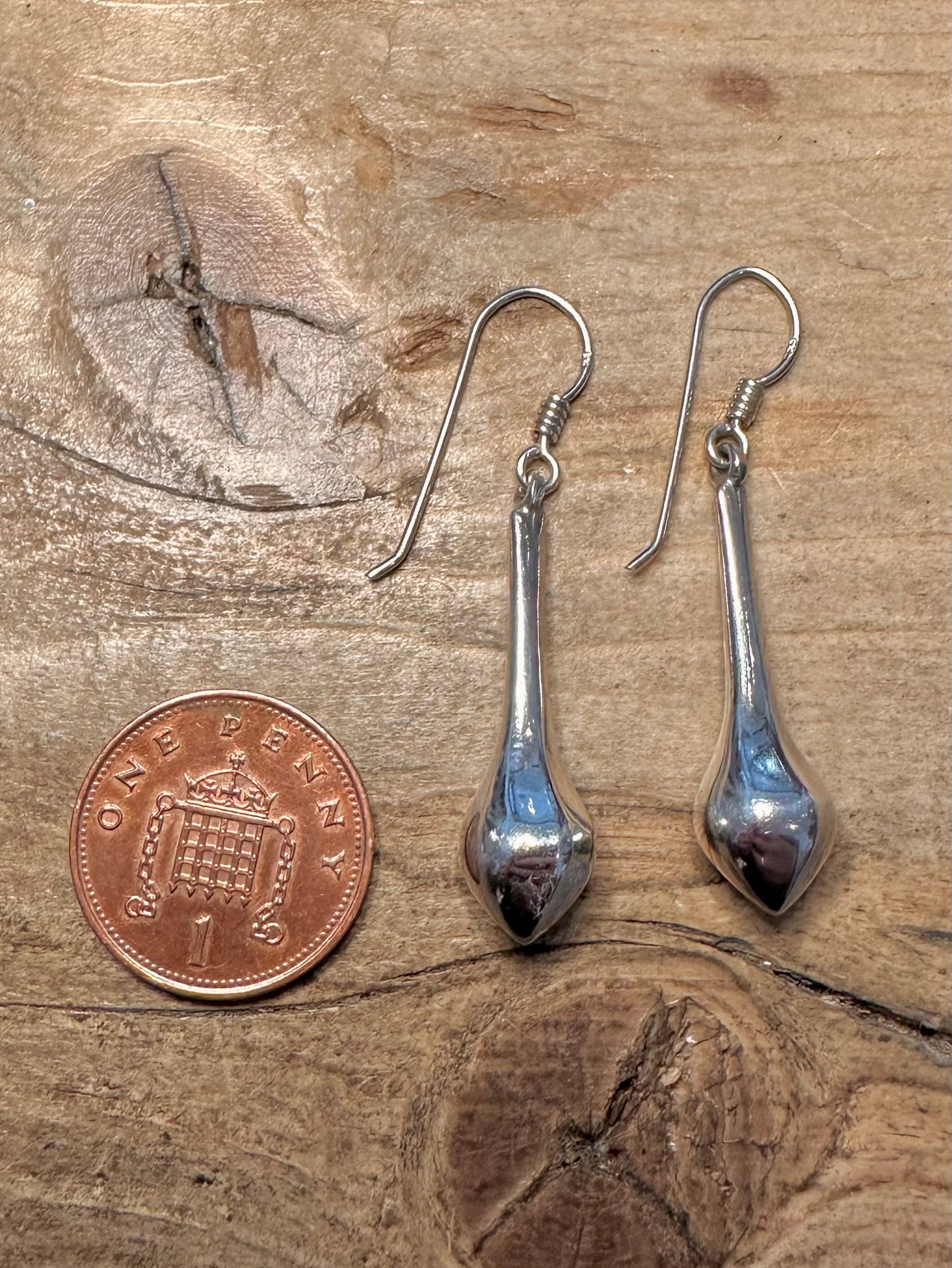 Vintage Dangle Teardrop 925 Silver Earrings