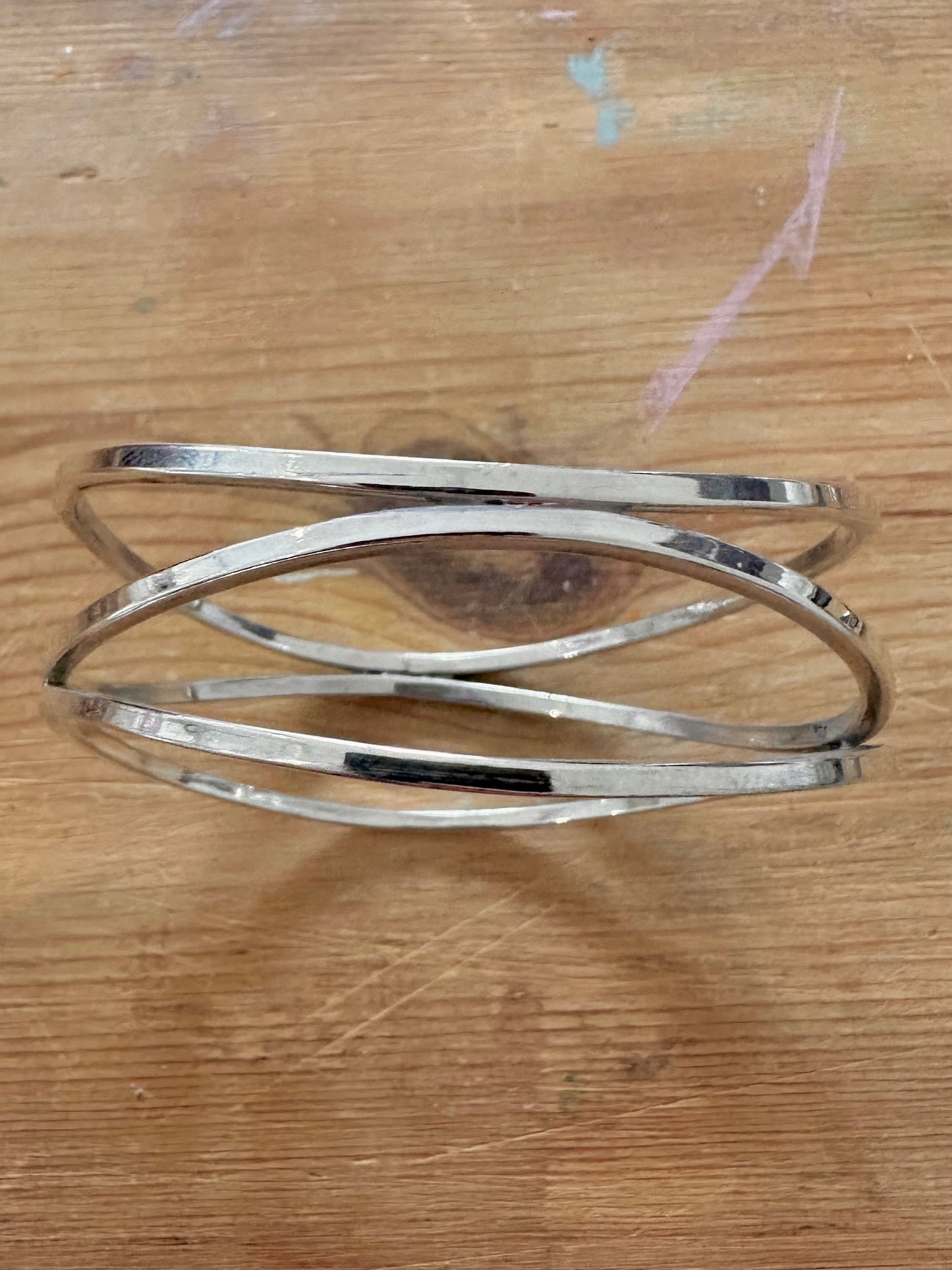 Abstract Multi Layer 925 Silver Bangle
