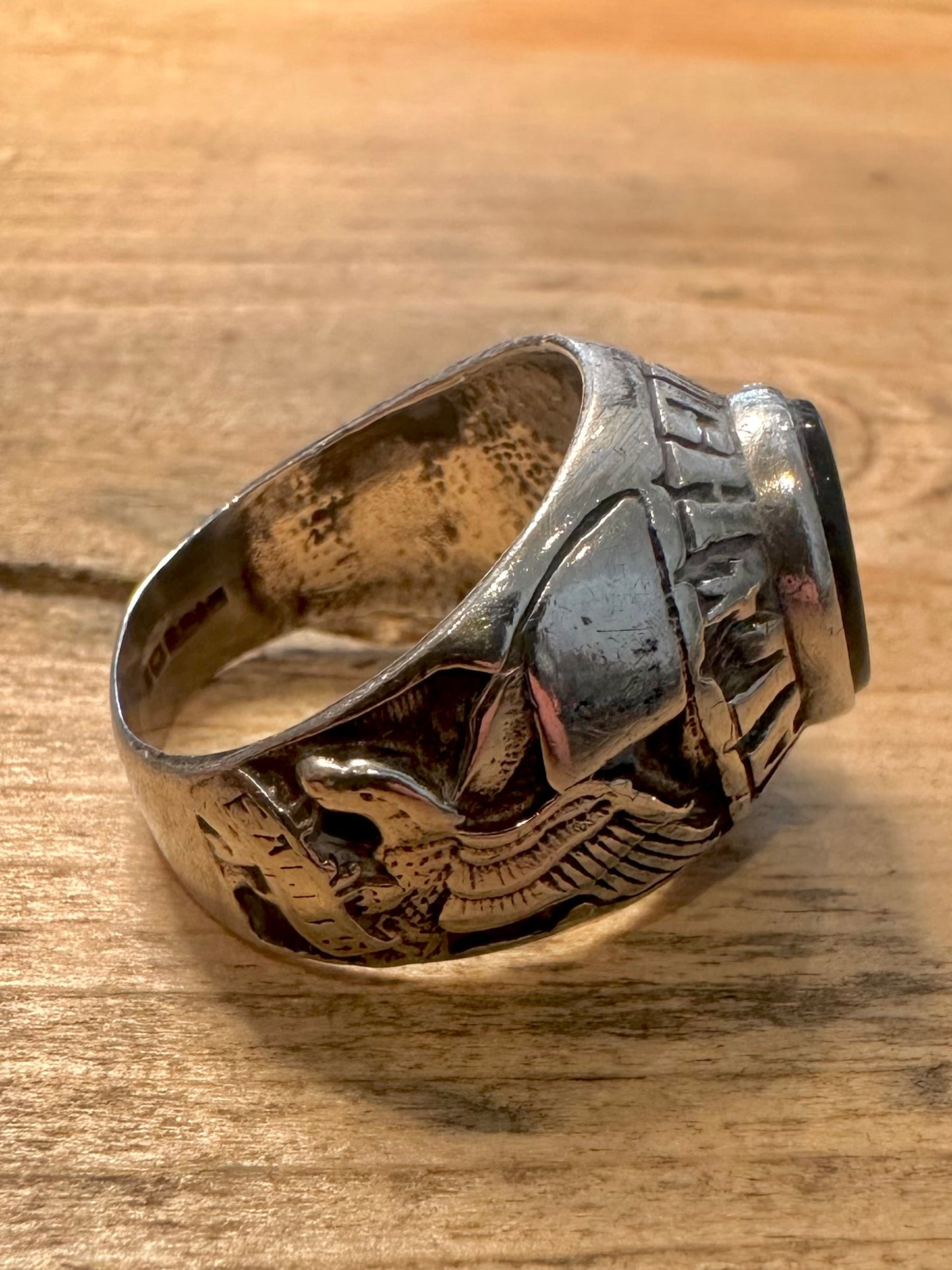 Vintage 1996 Central High Onyx College 925 Silver Size S Ring