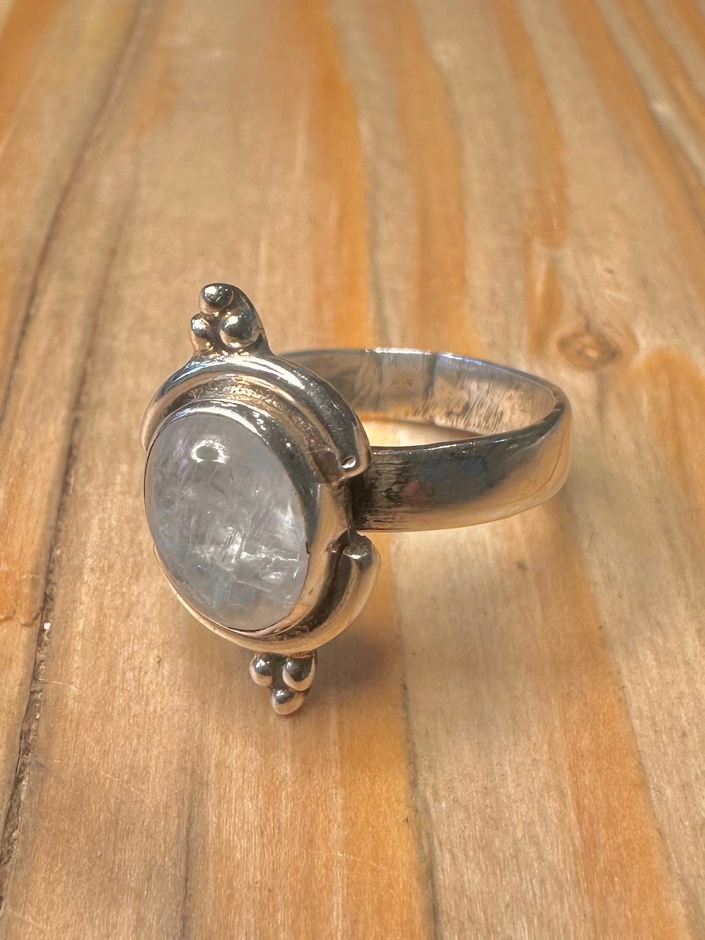 Vintage Moonstone Boho 925 Silver Size L Ring