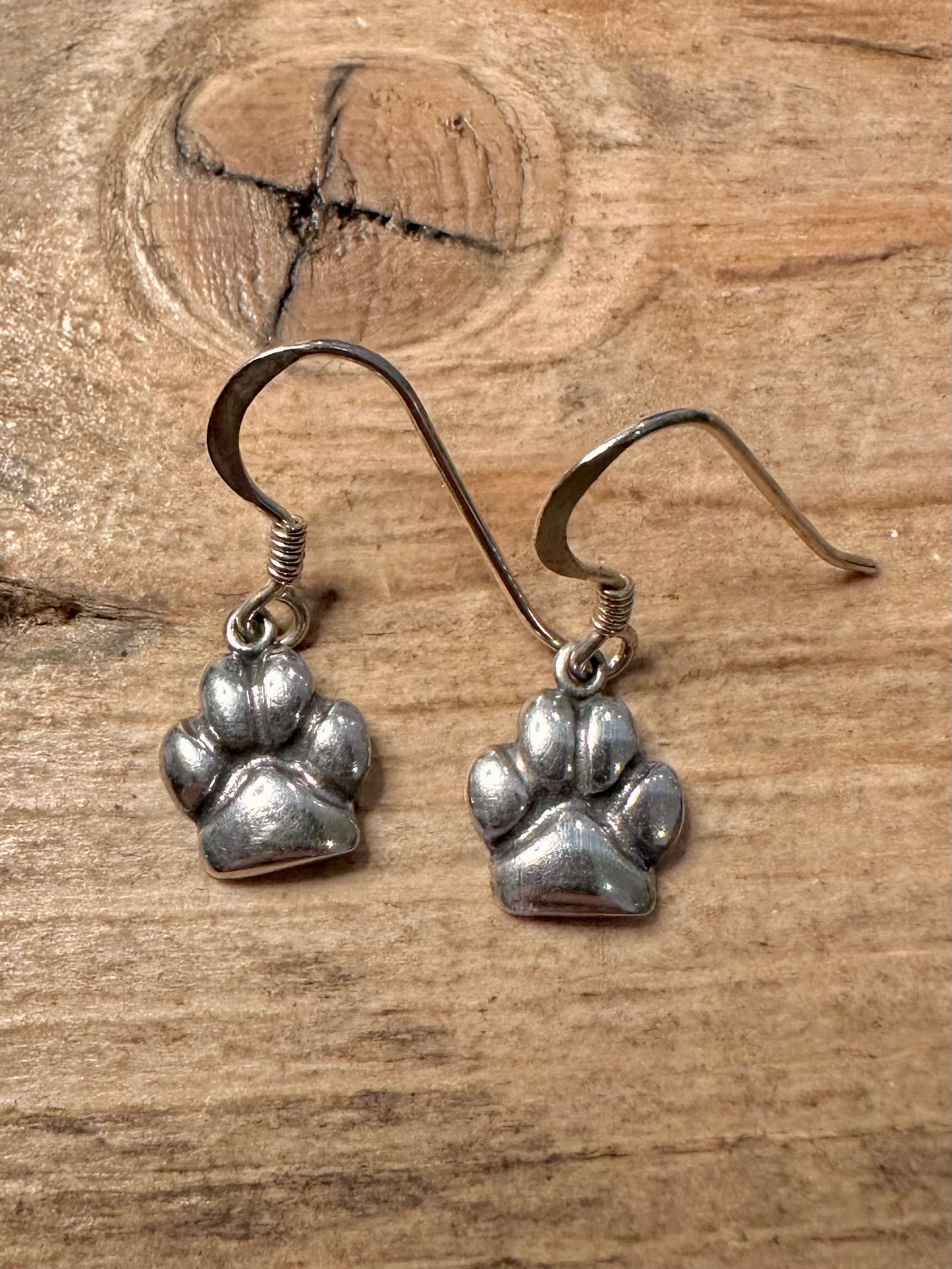 Vintage Dog Paw 925 Silver Earrings