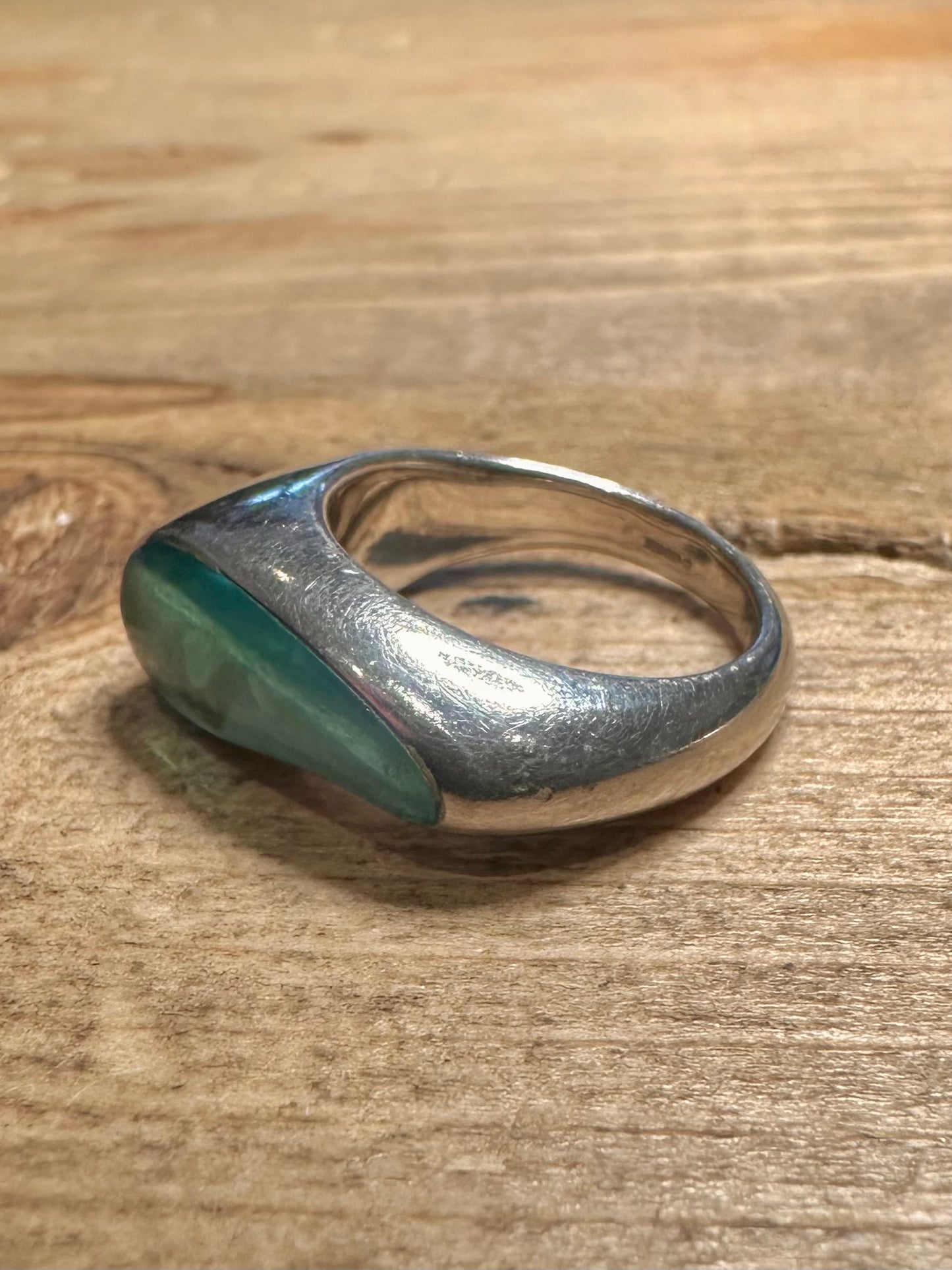 Abstract Blue Resin Wavy 925 Silver Size M Ring