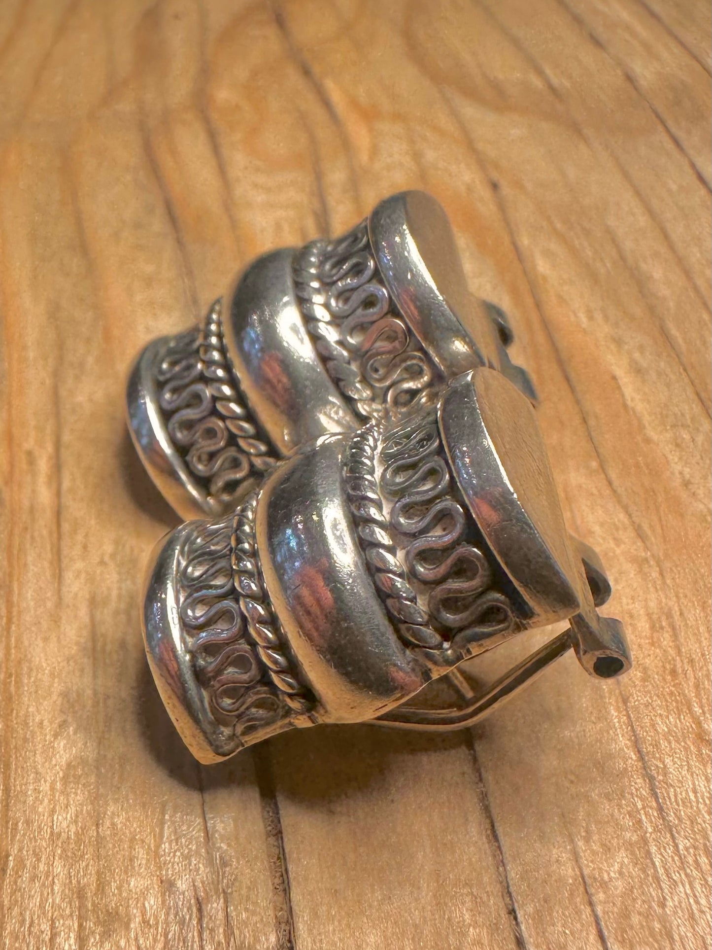 Vintage Chunky Tribal Stud 925 Sterling Silver Earrings