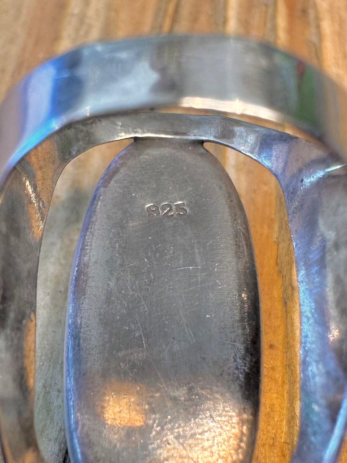 Eye of Shiva Blue Border 925 Sterling Silver Size N Ring