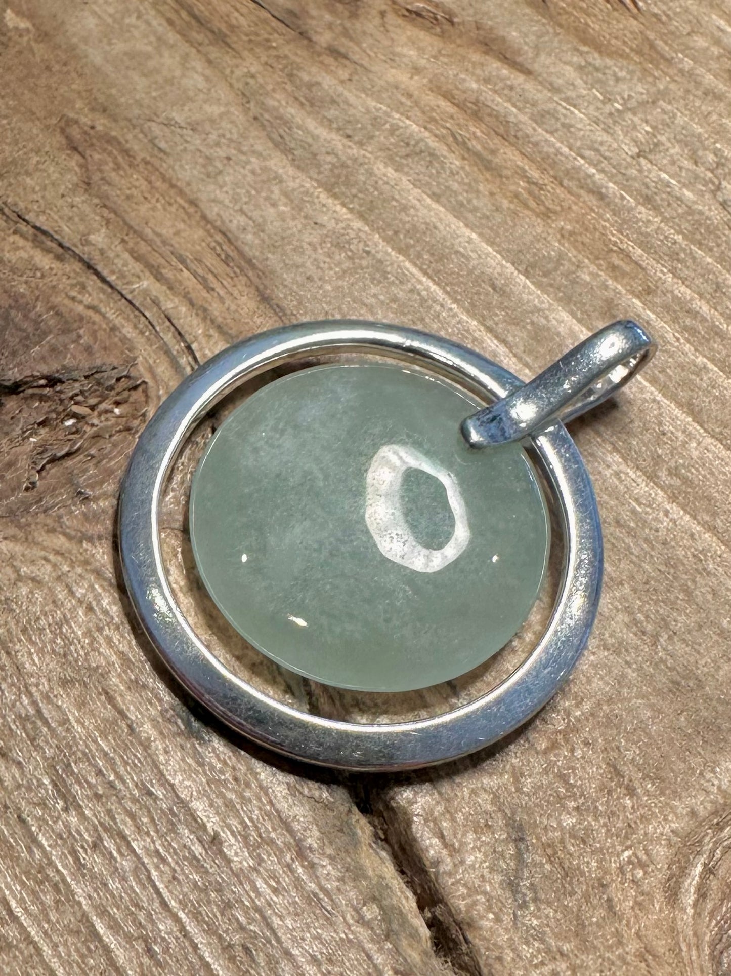 Abstract Jade Circle 925 Silver Pendant