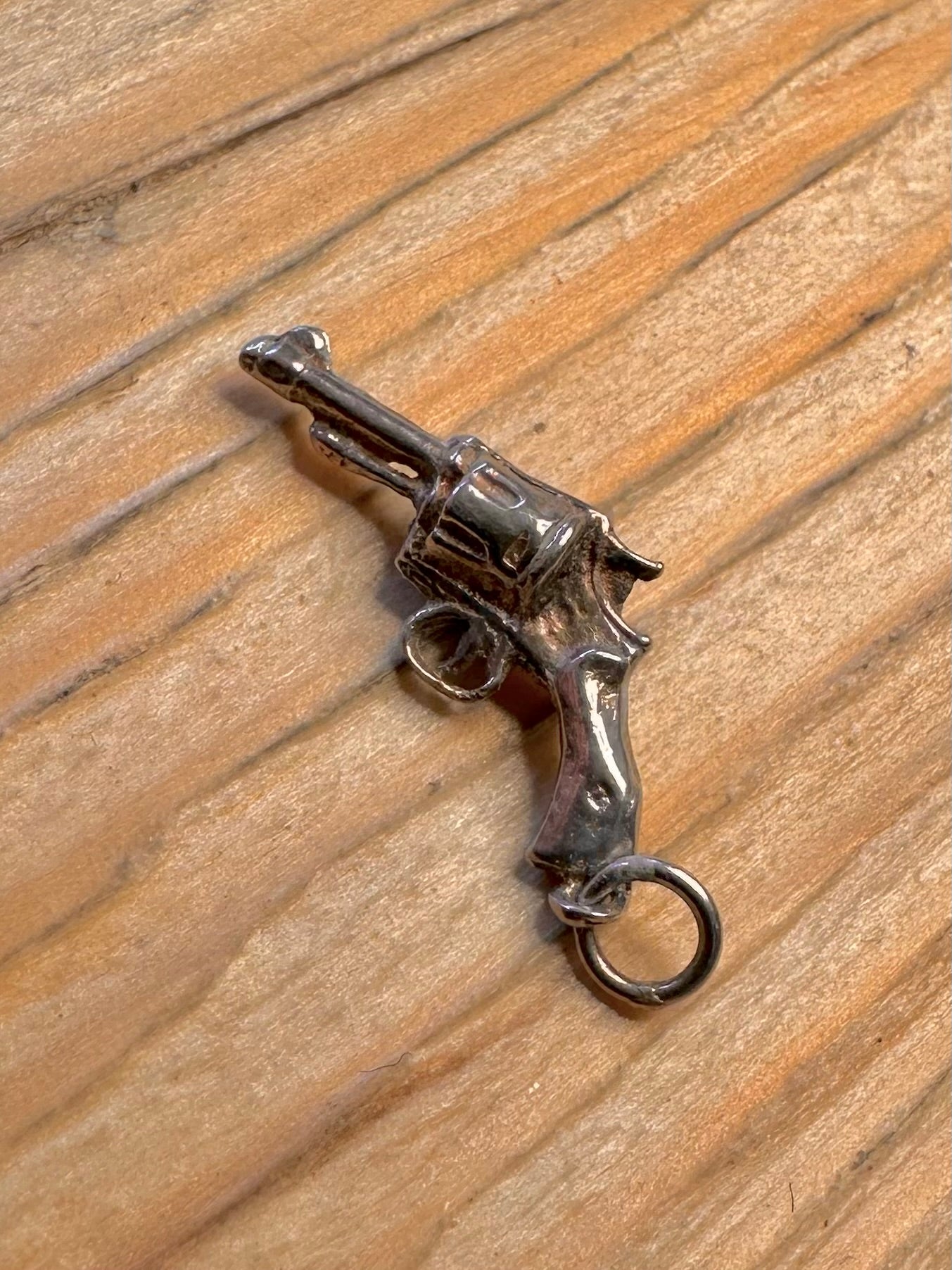 Vintage Revolver 925 Sterling Silver Charm Pendant