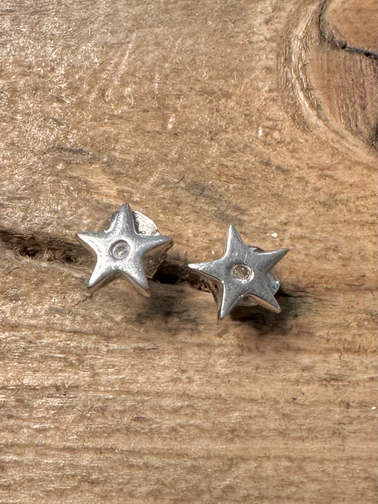 Vintage Diamond Star Stud 925 Silver Earrings