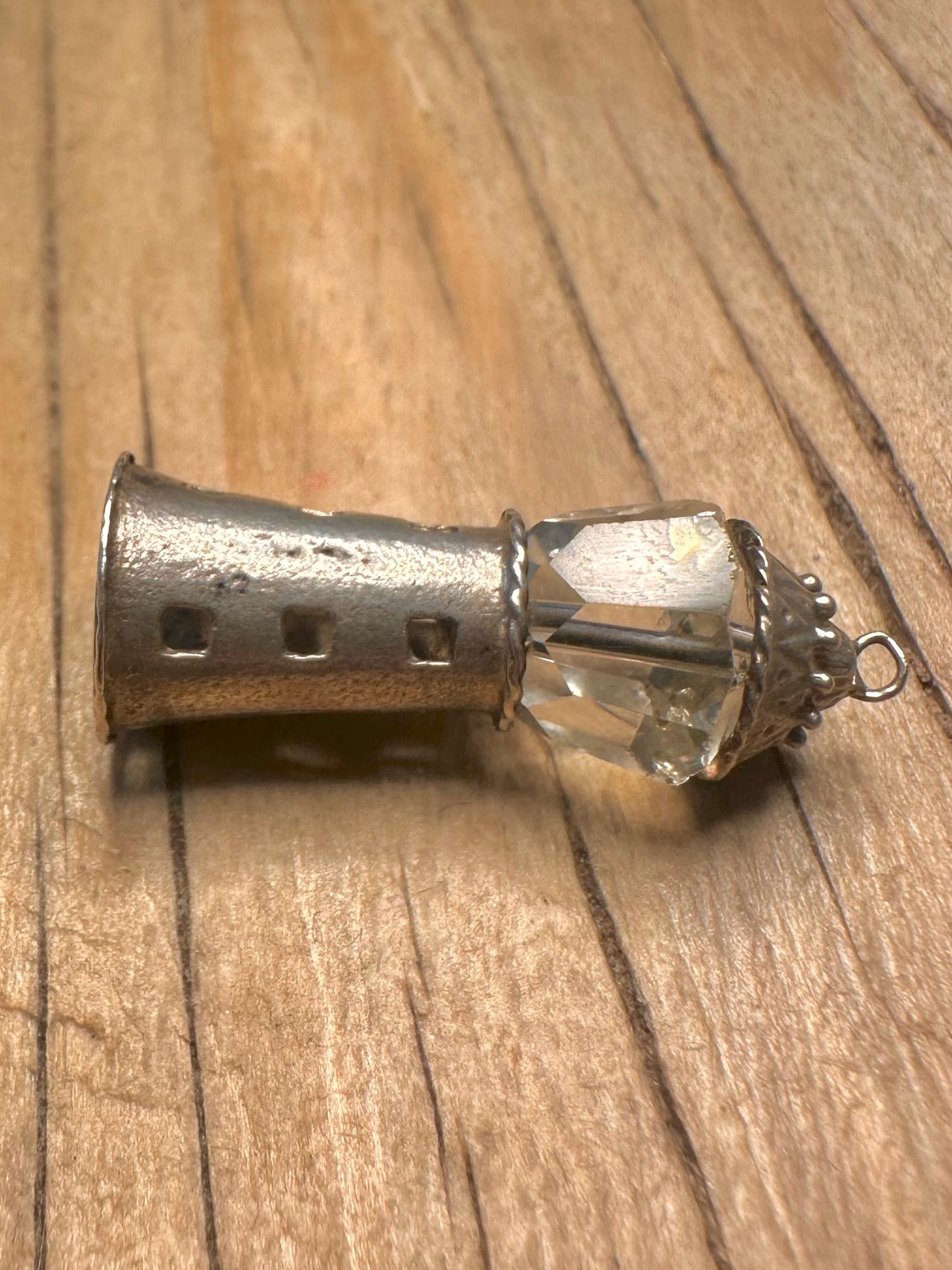 Vintage Lighthouse Crystal 925 Sterling Silver Charm Pendant