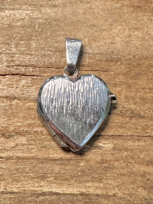 Vintage Bark Effect Heart 925 Silver Locket Pendant