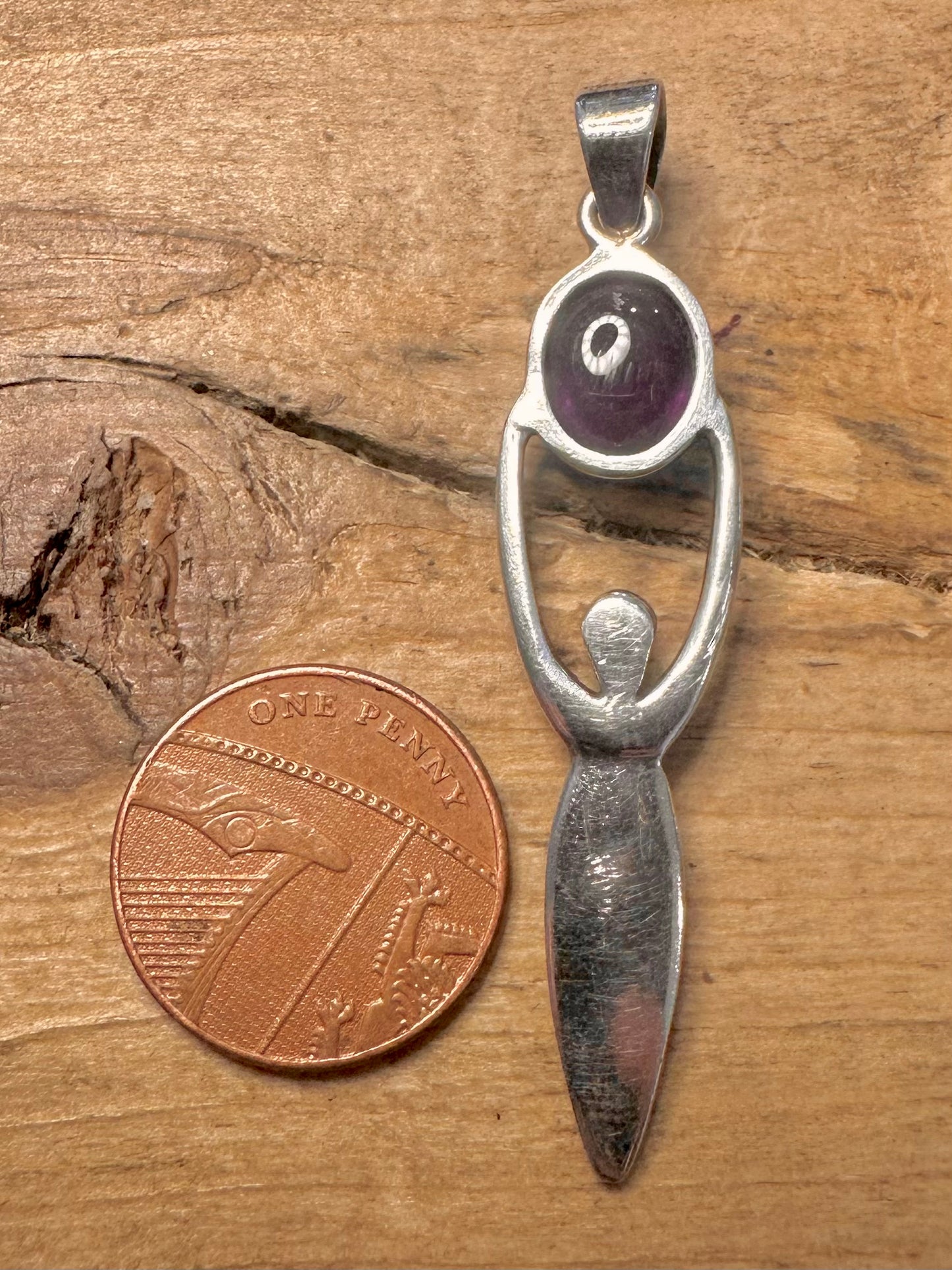 Vintage Amethyst Goddess 925 Silver Pendant