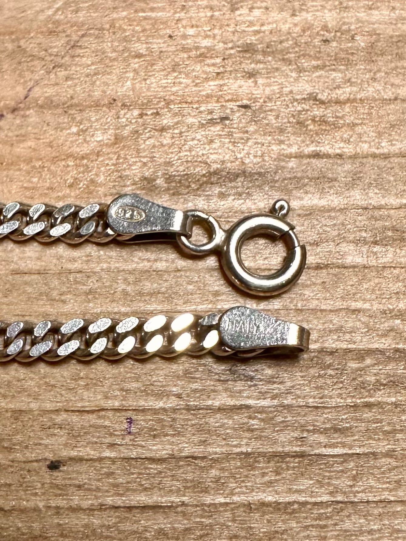 Vintage Curb Chain Italy 925 Silver 23.5 inch Necklace