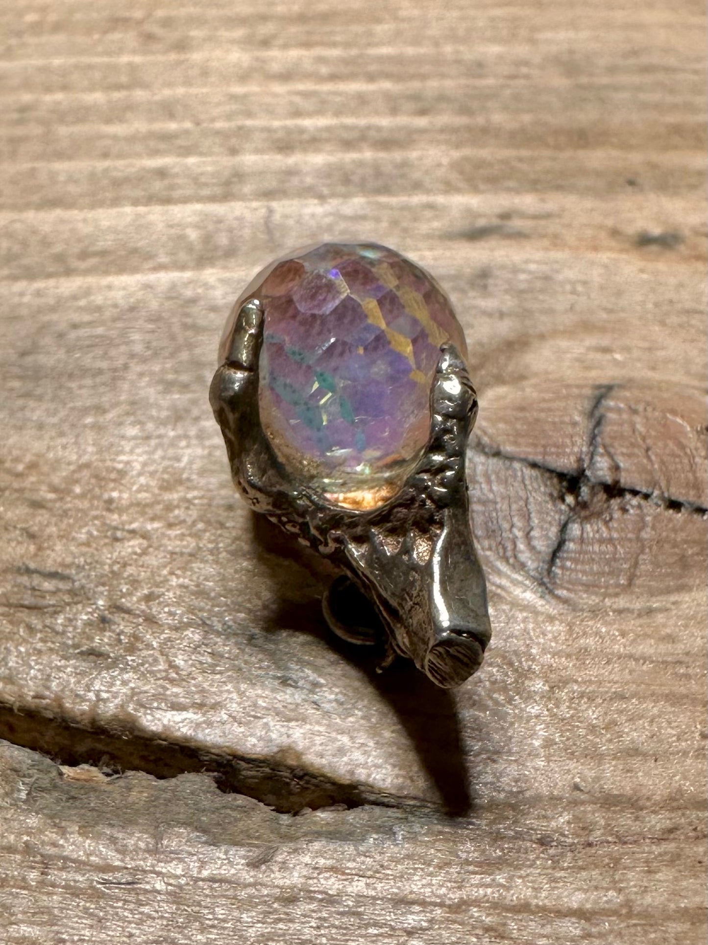 Vintage Crystal Claw 925 Silver Charm Pendant