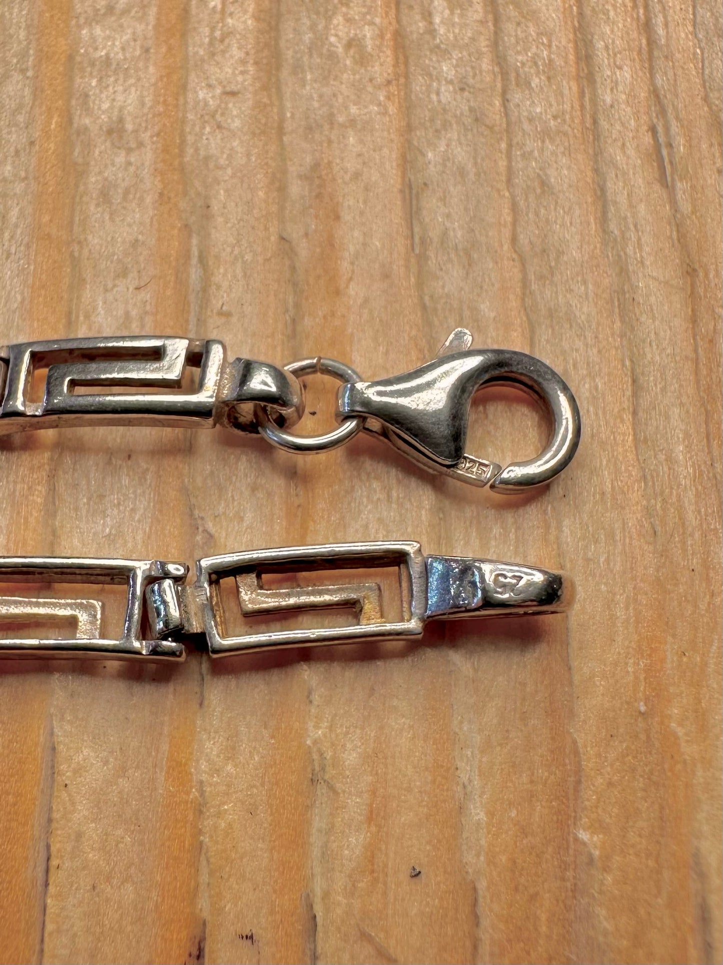 Vintage Greek Key 925 Silver 17.5 inch Necklace