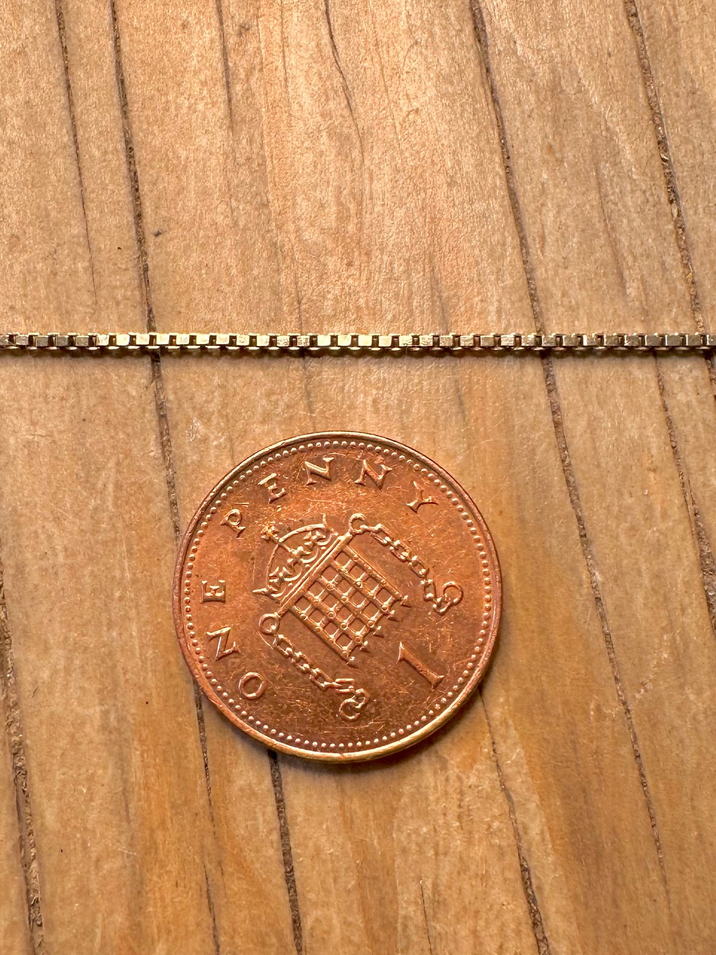Vintage 1978 9ct Gold Box Chain 7 inch Bracelet