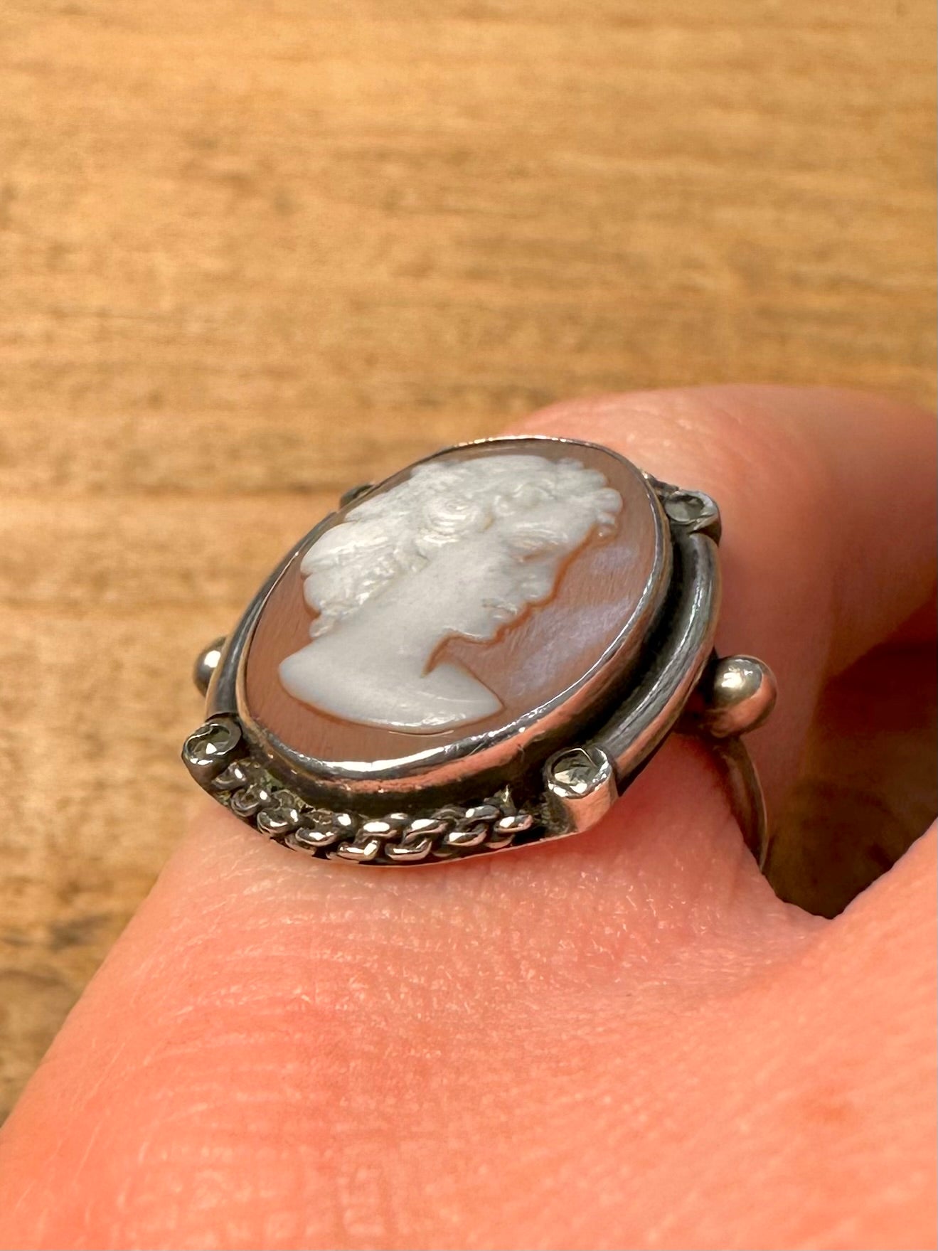 Vintage Cameo 925 Silver Size M Ring