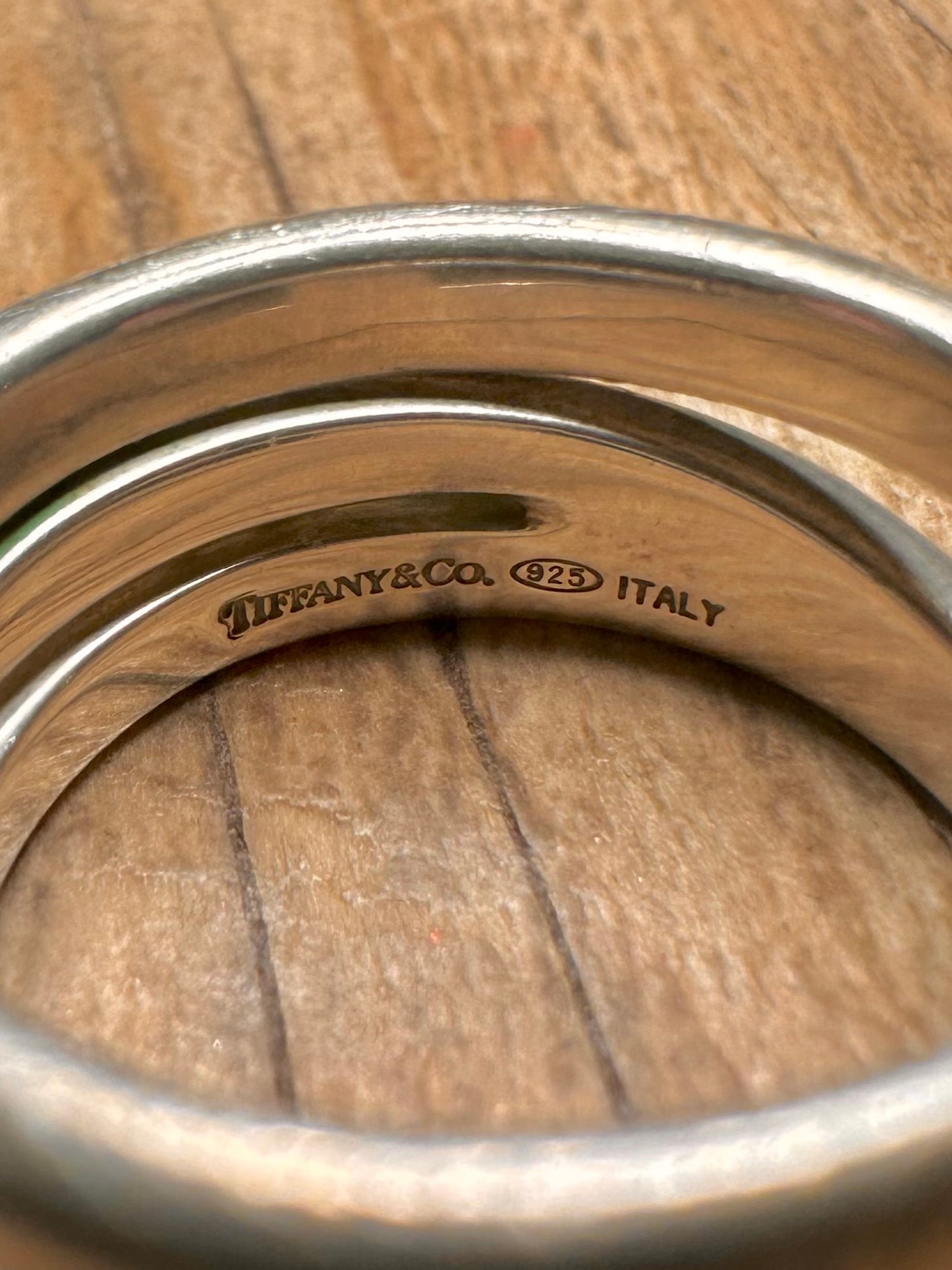 Vintage Tiffany & Co Zig Zag Band Italy 925 Sterling Silver Size O Ring